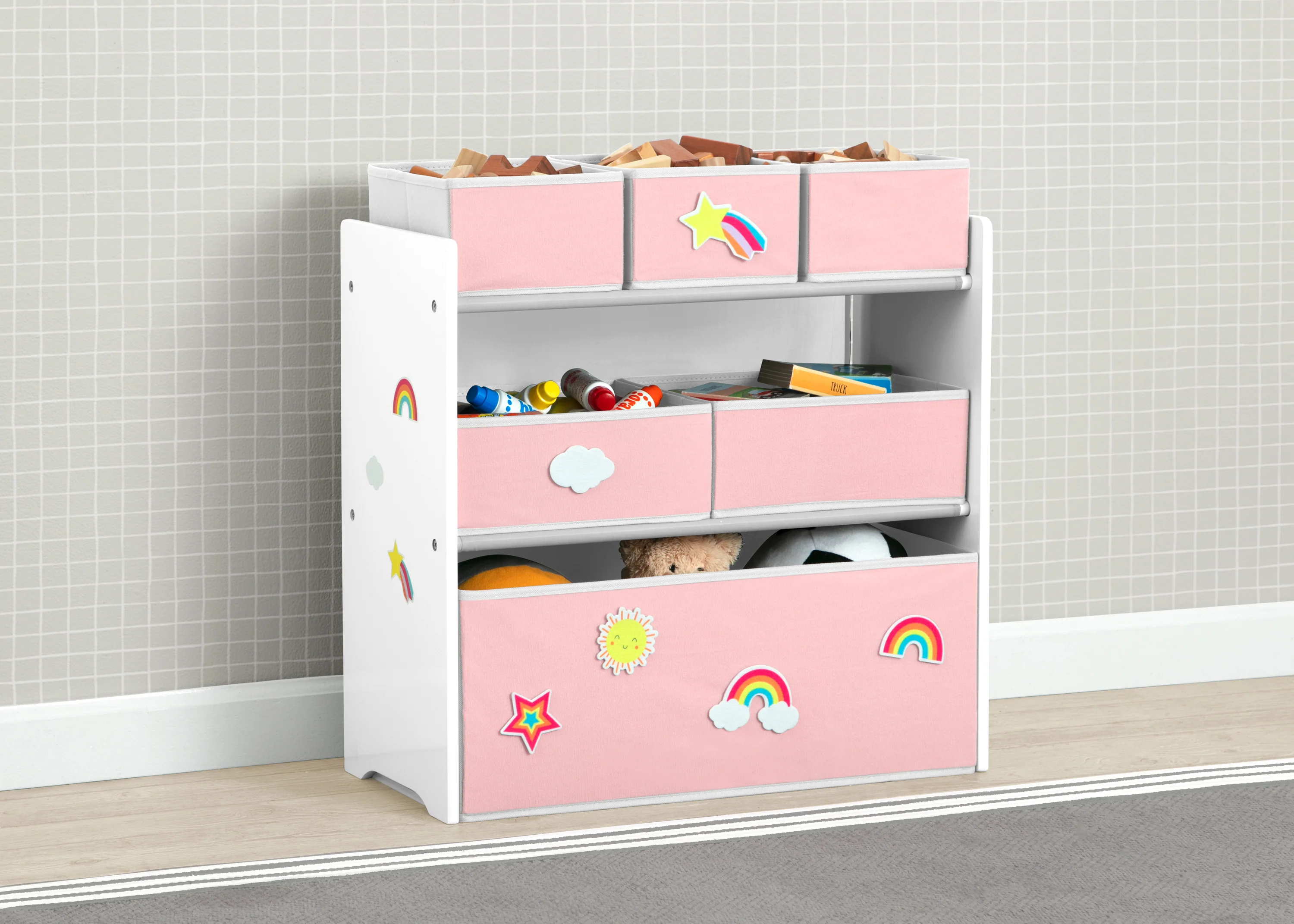 Design & Store 6 Bin Toy Storage Organizer with Interchangeable Patches - Image 2