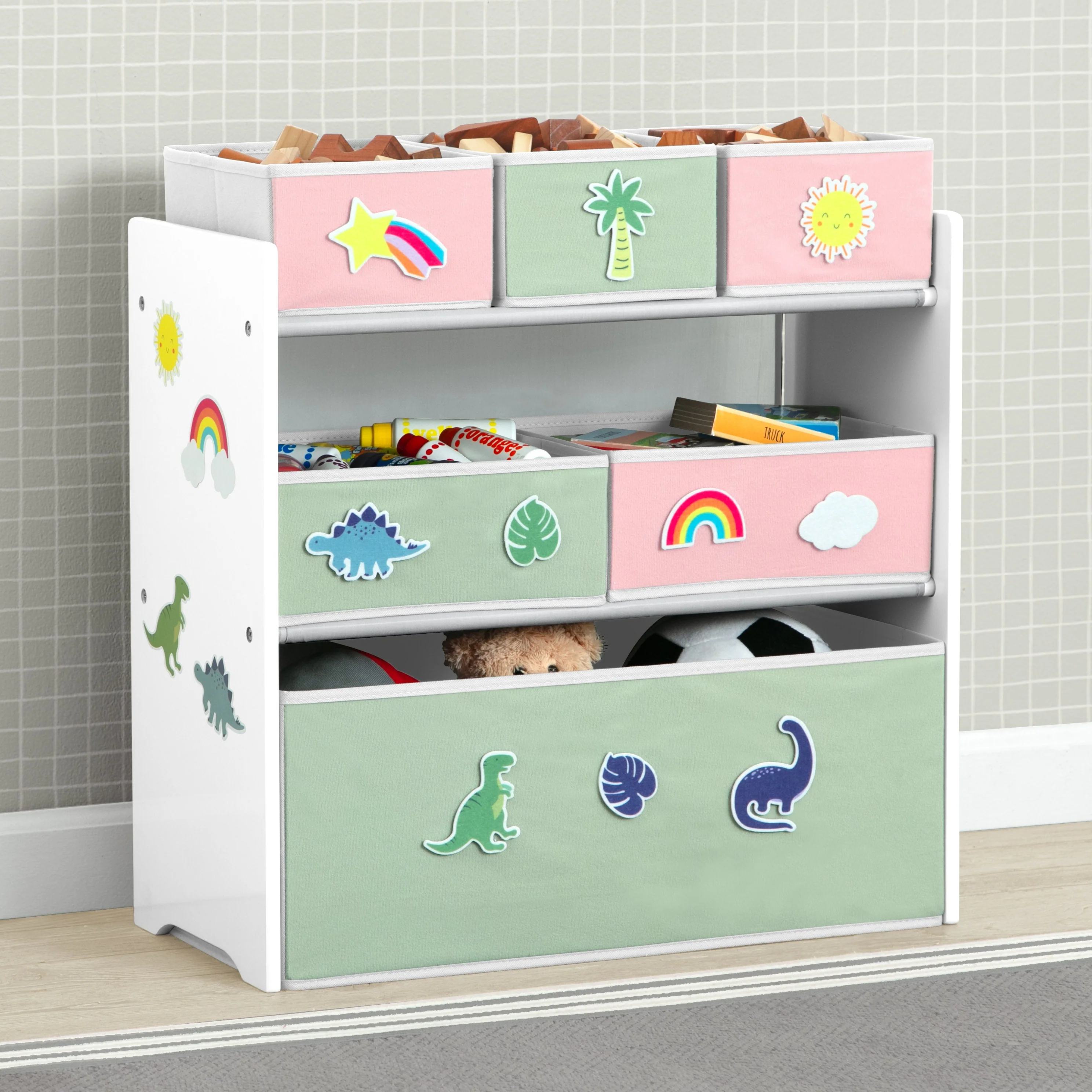 Design & Store 6 Bin Toy Storage Organizer with Interchangeable Patches - Image 8