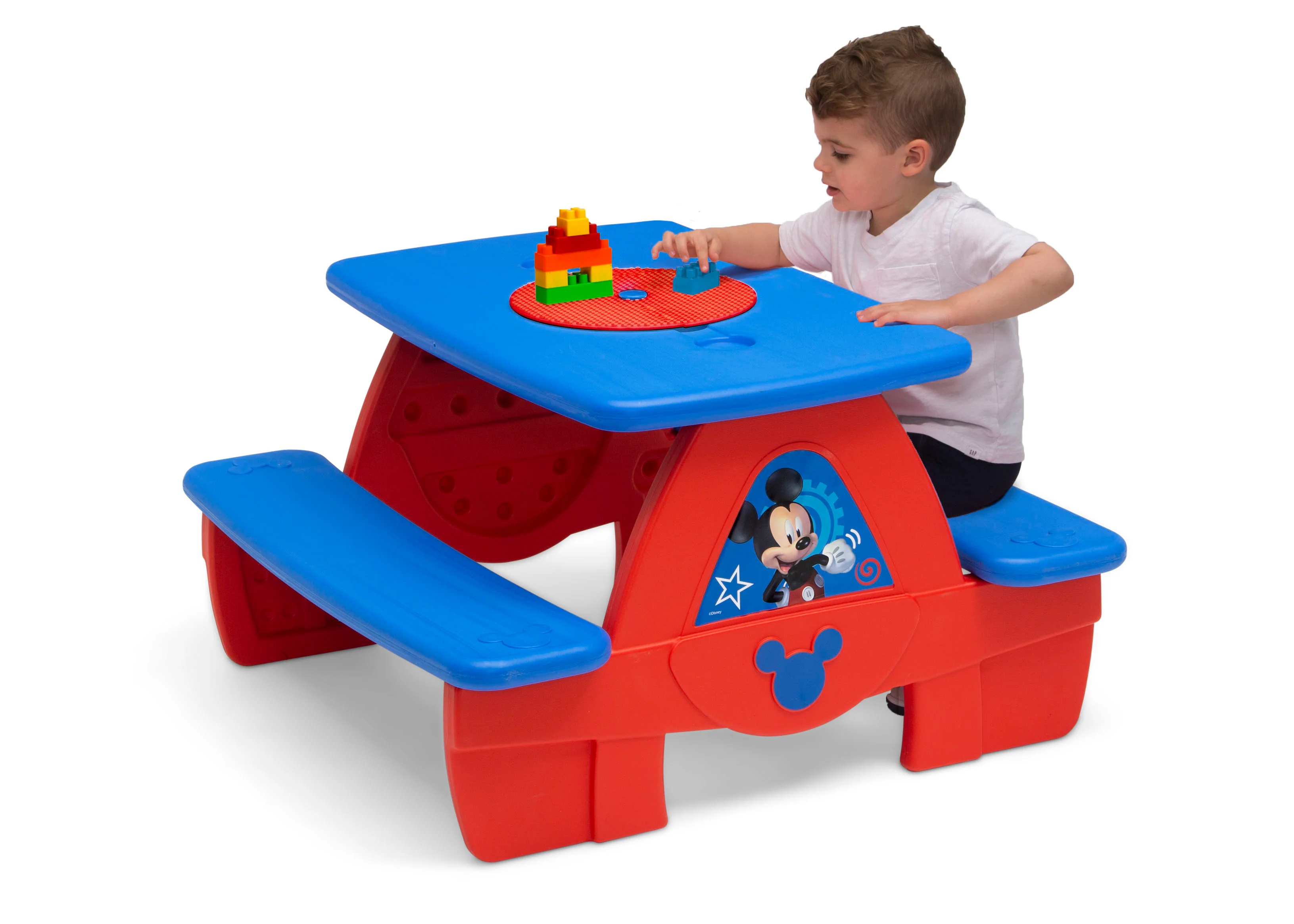 Mickey Mouse 4 Seat Activity Picnic Table with LEGO Compatible Tabletop - Image 3