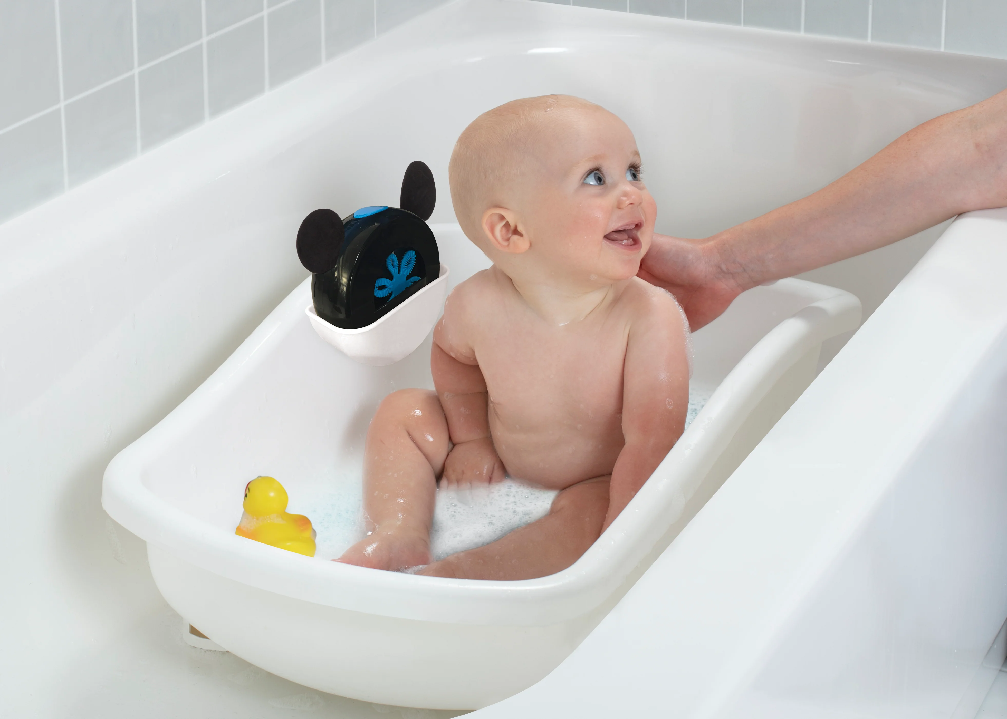 Disney Mickey Mouse My First Bubble Bath – 3-in-1 Newborn to Toddler Bathtub with Sling and Bubble Blower - Image 8