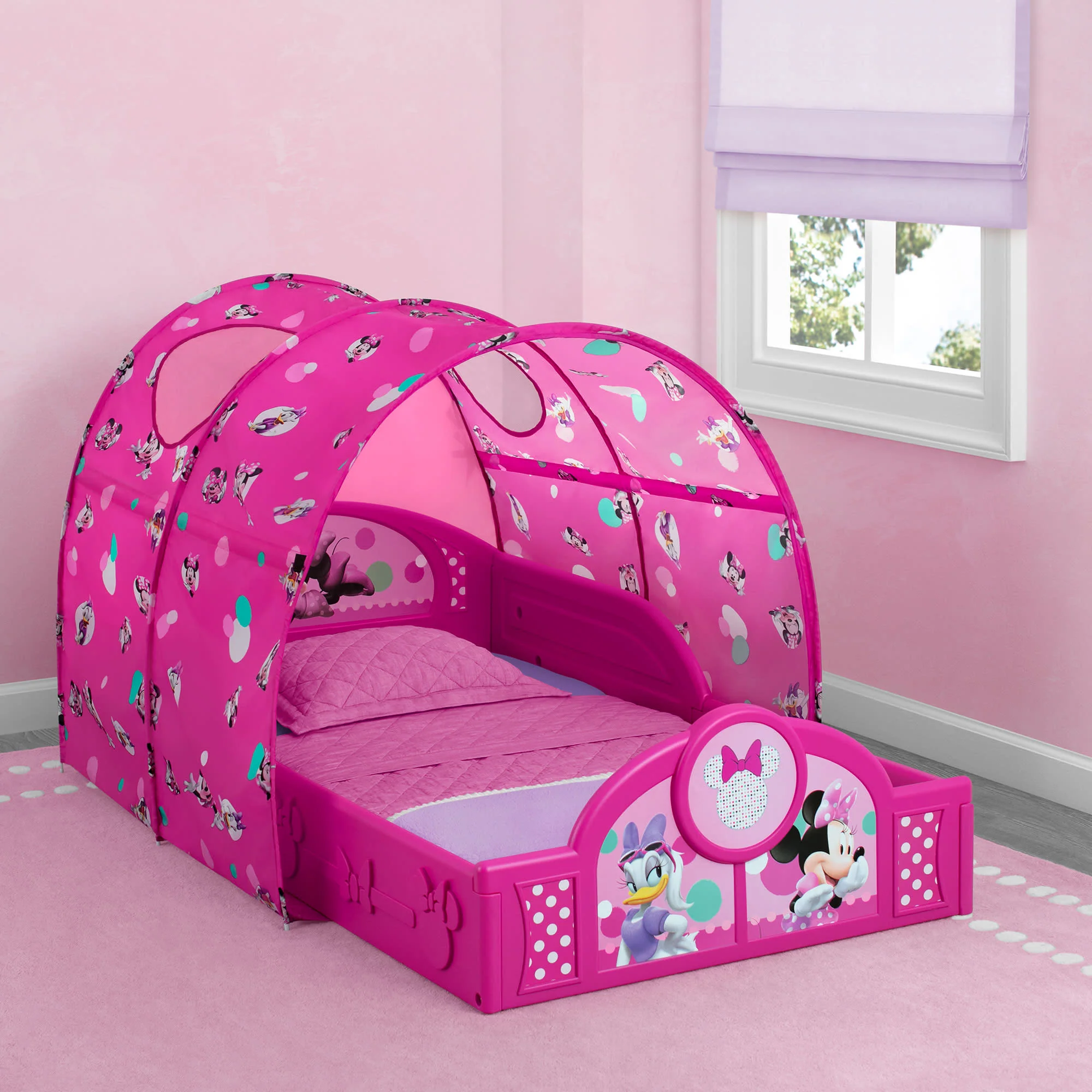 Minnie Mouse Plastic Sleep and Play Toddler Bed with Canopy - Image 4