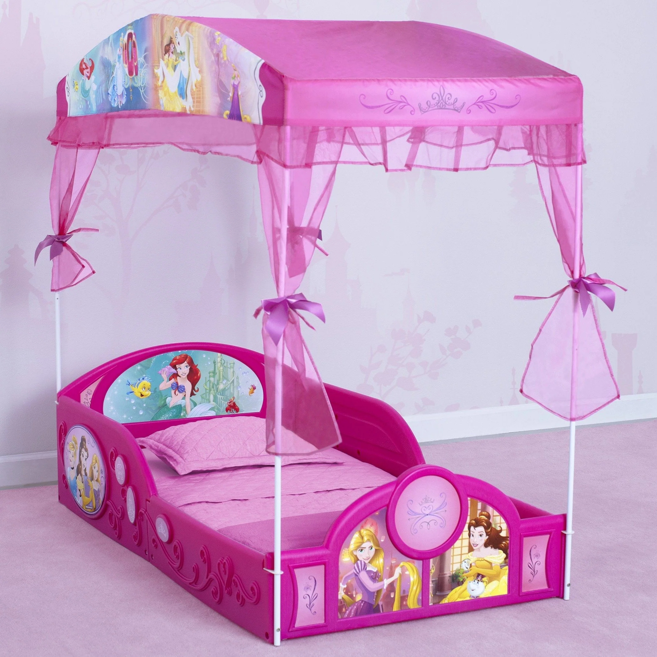 Disney Princess Plastic Sleep and Play Toddler Bed with Canopy by Delta Children - Image 5