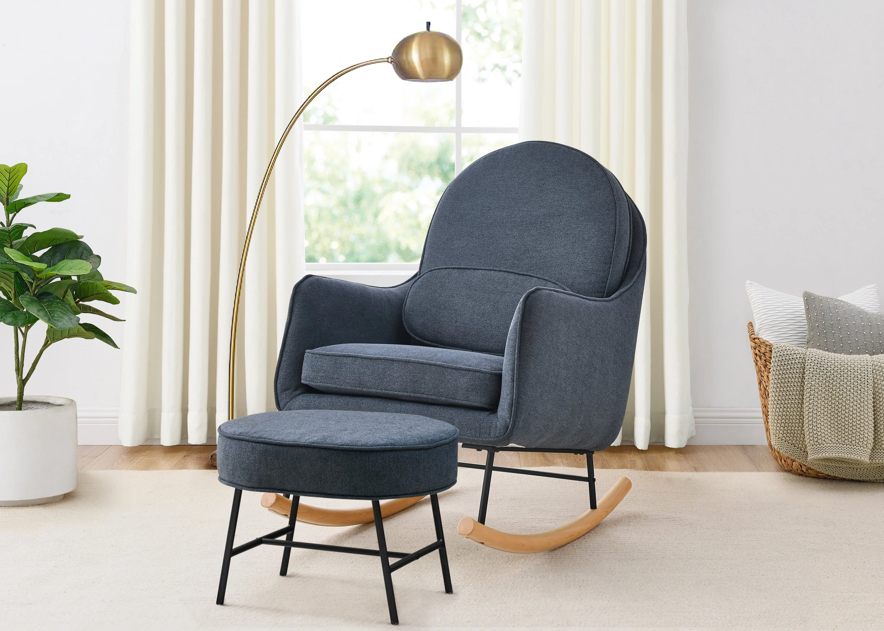Ella Rocker & Ottoman with LiveSmart Evolve Fabric - Image 13