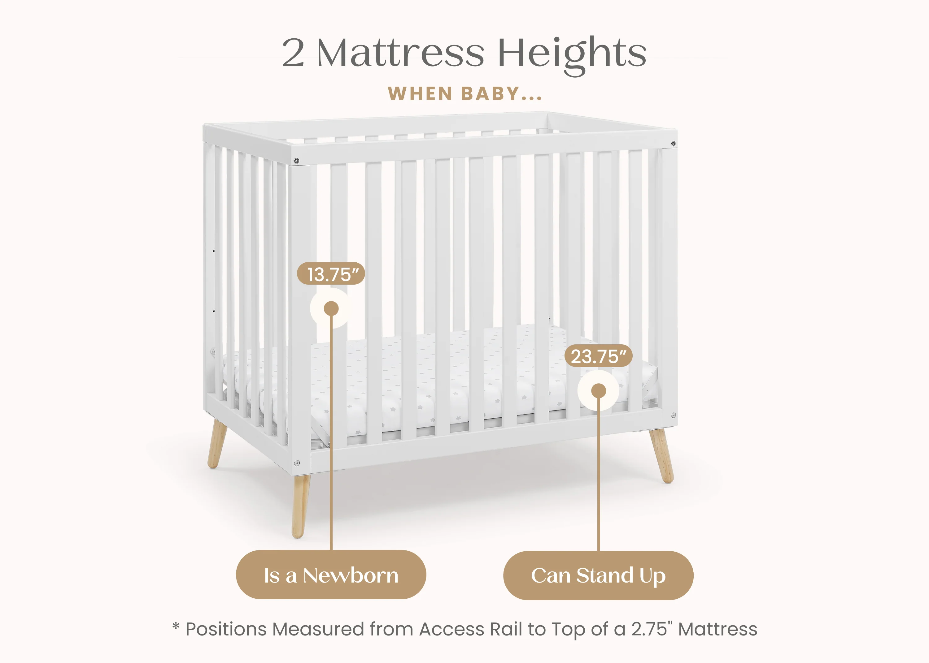 Essex Convertible Mini Baby Crib with 2.75-Inch Mattress, Greenguard Gold Certified - Image 20