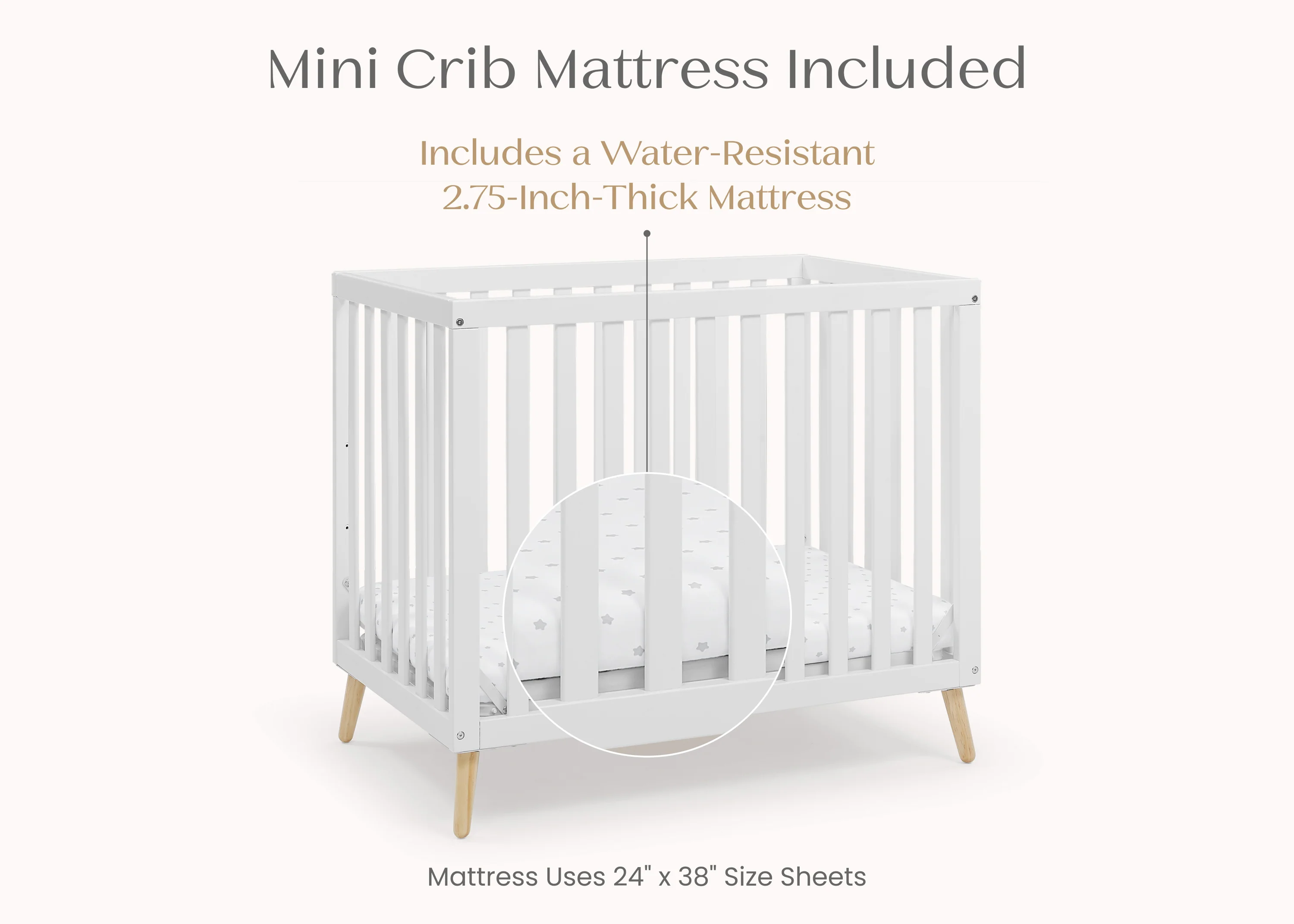 Essex Convertible Mini Baby Crib with 2.75-Inch Mattress, Greenguard Gold Certified - Image 22