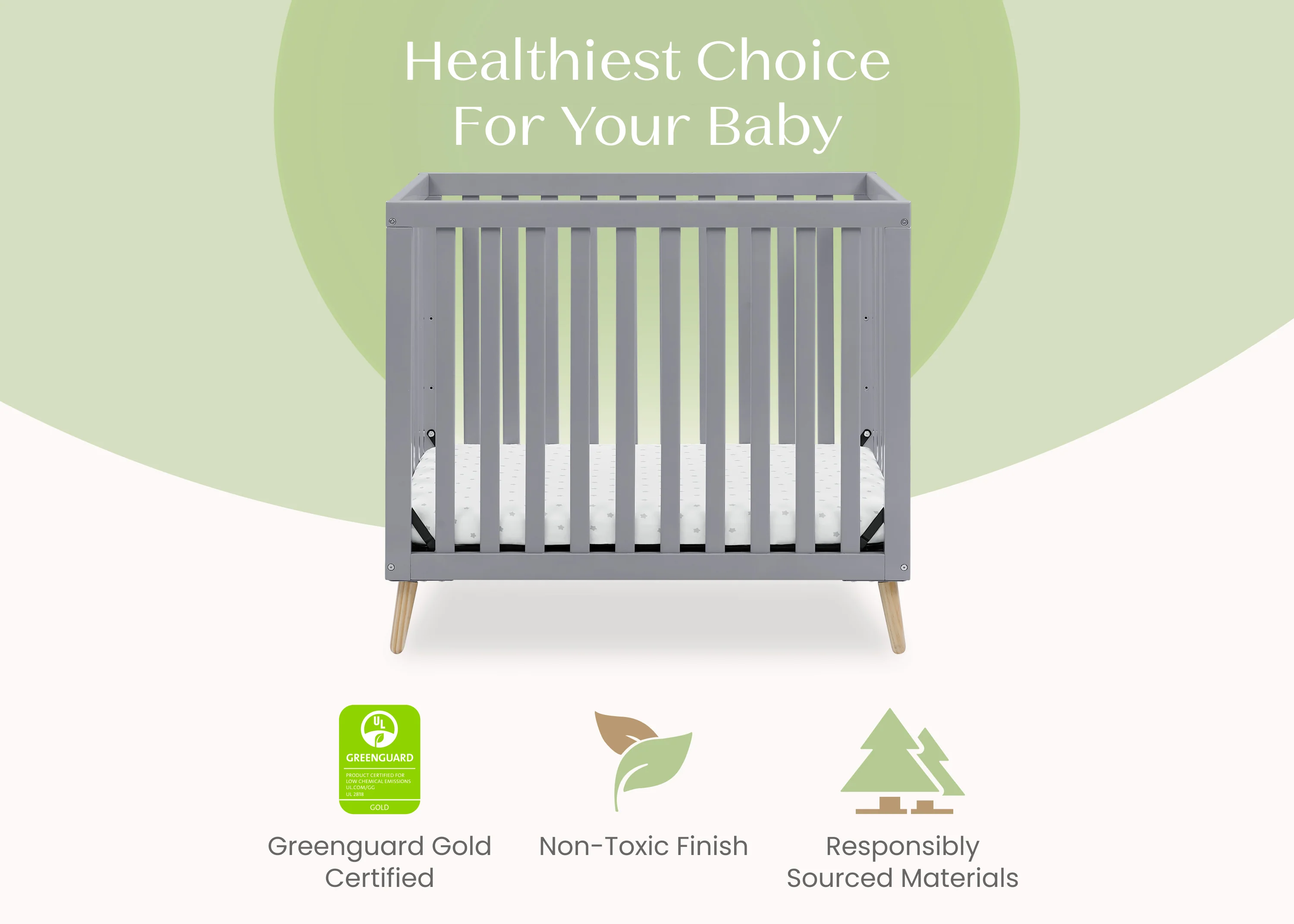 Essex Convertible Mini Baby Crib with 2.75-Inch Mattress, Greenguard Gold Certified - Image 4