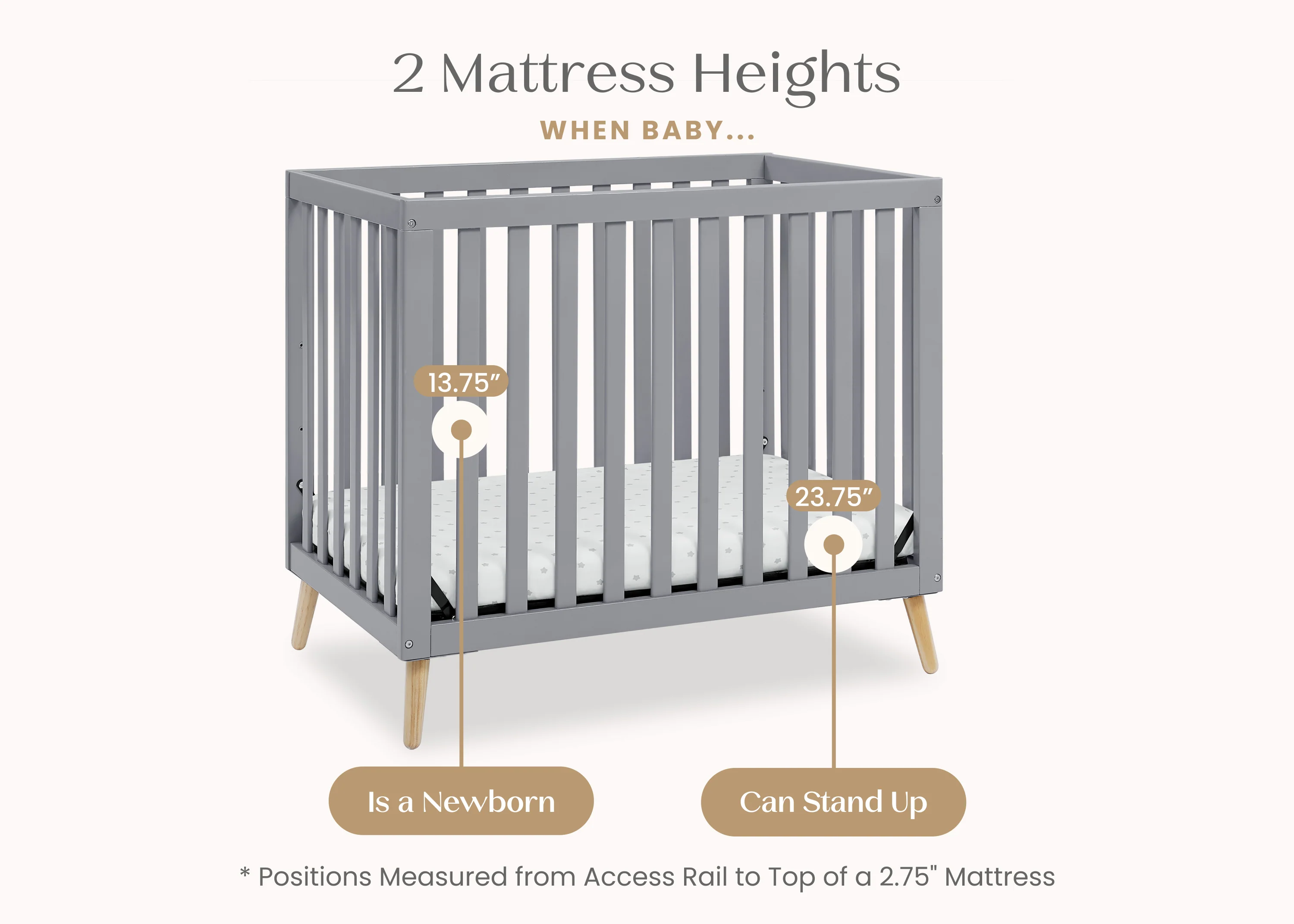 Essex Convertible Mini Baby Crib with 2.75-Inch Mattress, Greenguard Gold Certified - Image 5