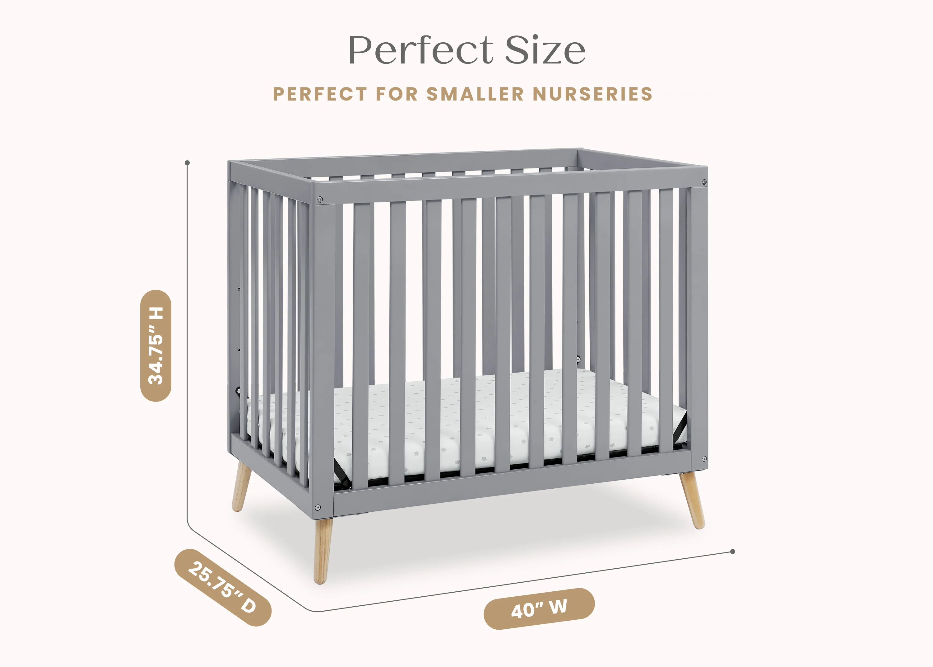Essex Convertible Mini Baby Crib with 2.75-Inch Mattress, Greenguard Gold Certified - Image 8