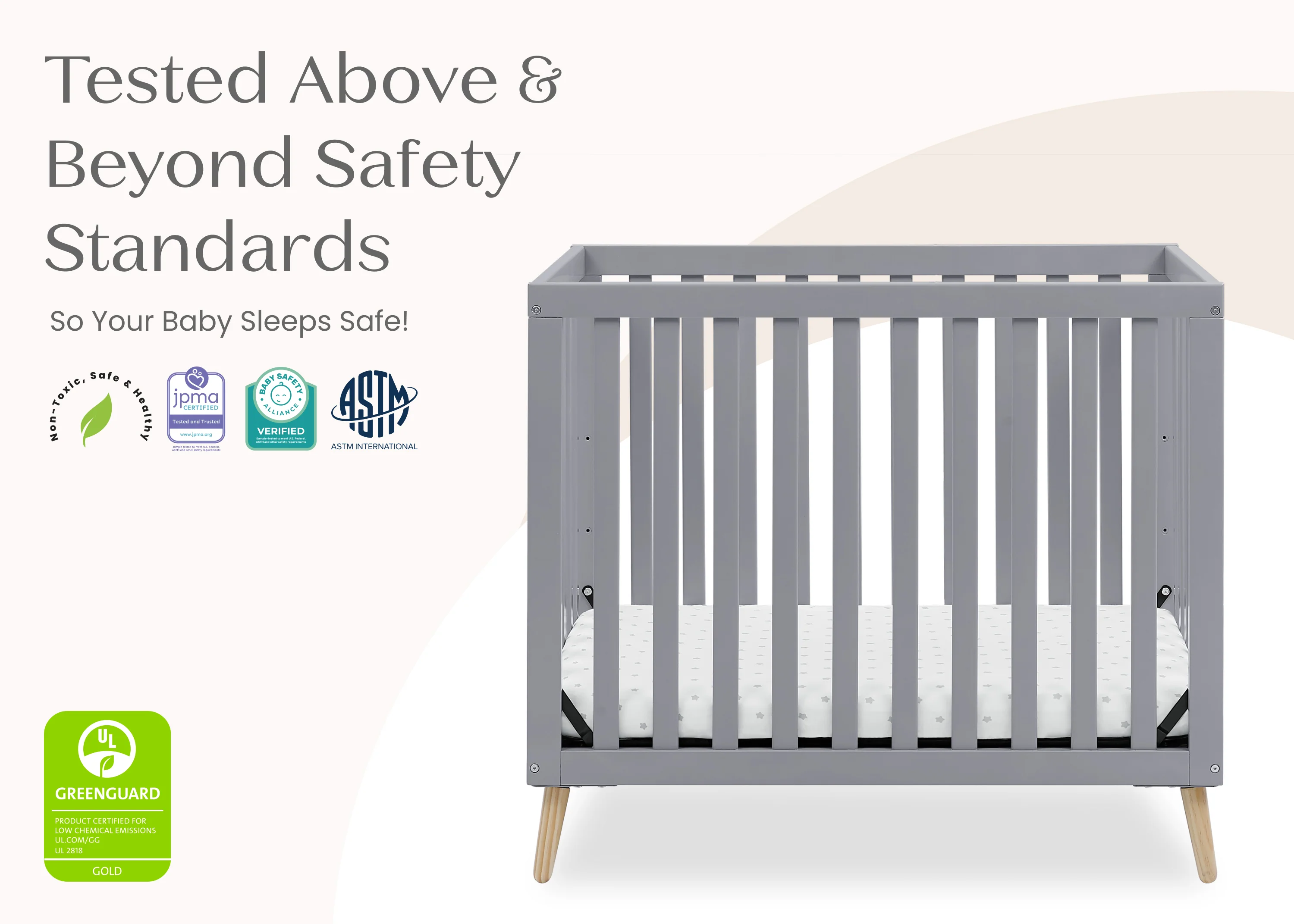 Essex Convertible Mini Baby Crib with 2.75-Inch Mattress, Greenguard Gold Certified - Image 9