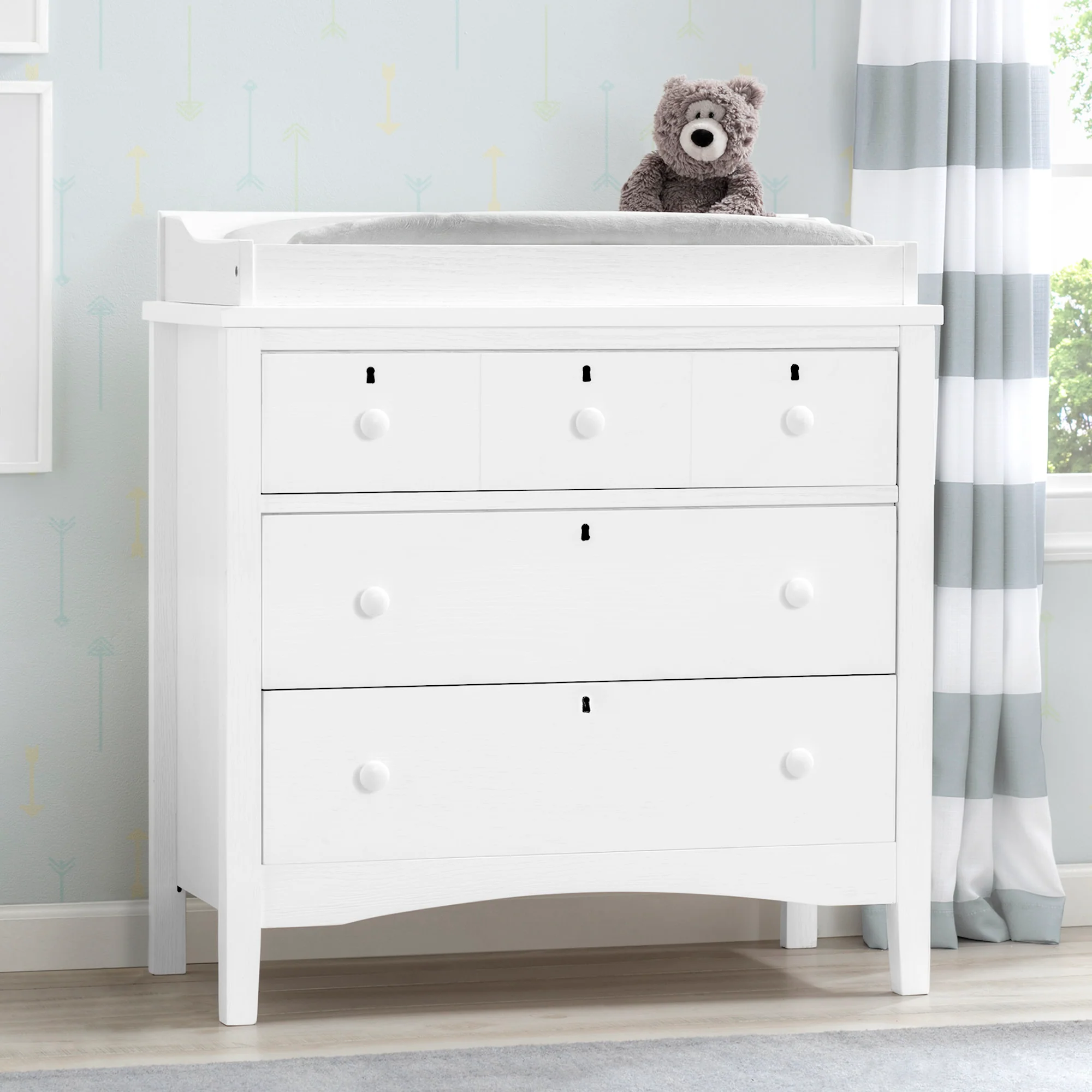 Farmhouse 3 Drawer Dresser with Changing Top and Interlocking Drawers - Image 18