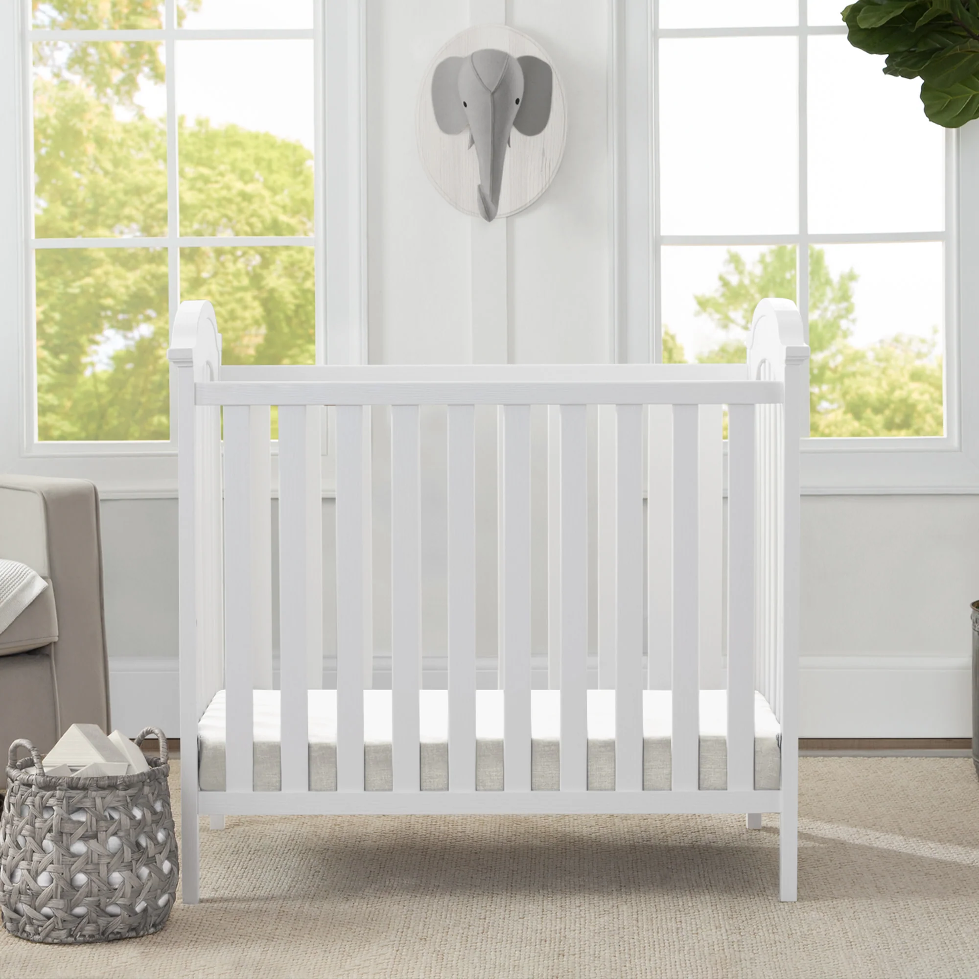 Farmhouse Mini Baby Crib with 2.75-inch Mattress - Image 12