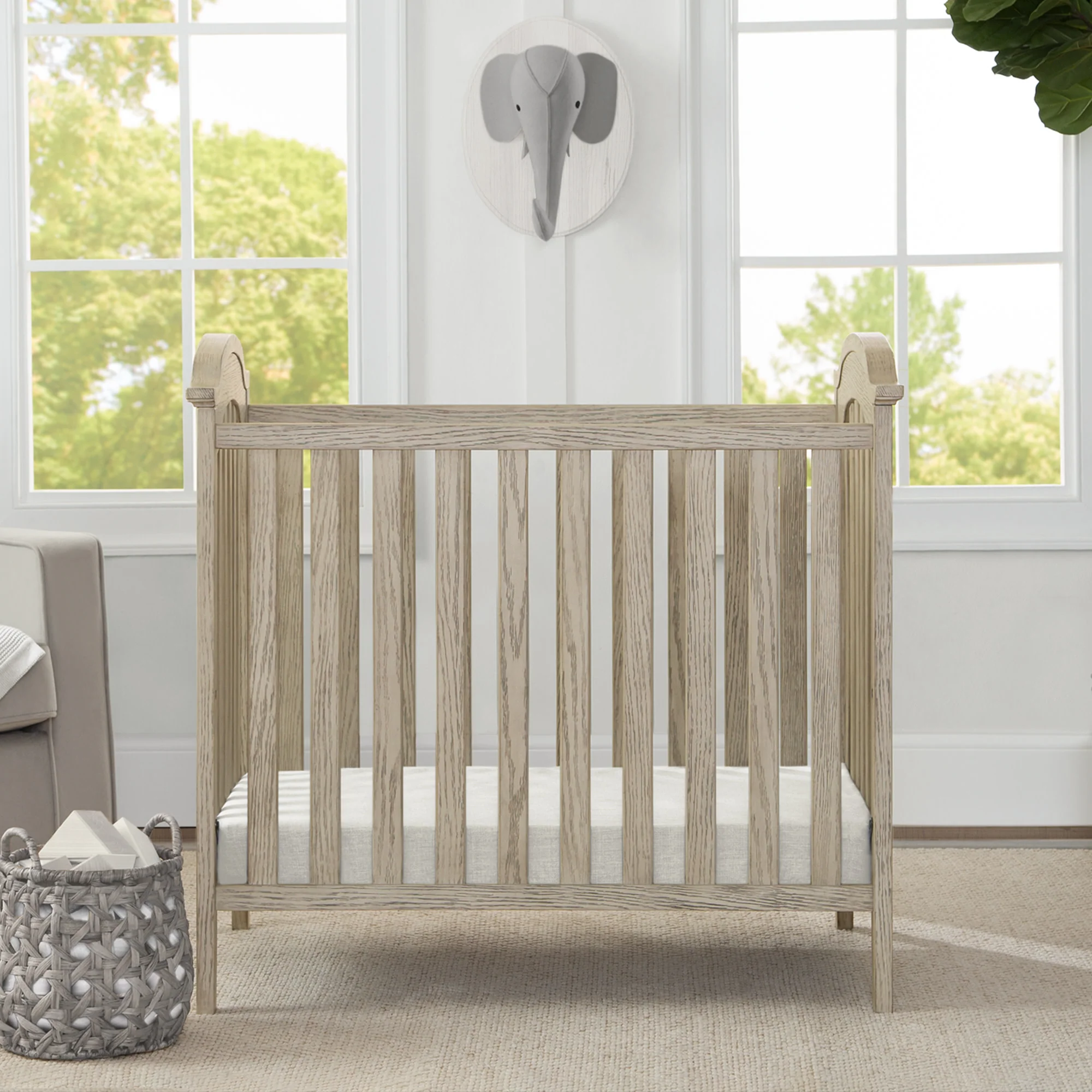 Farmhouse Mini Baby Crib with 2.75-inch Mattress - Image 4
