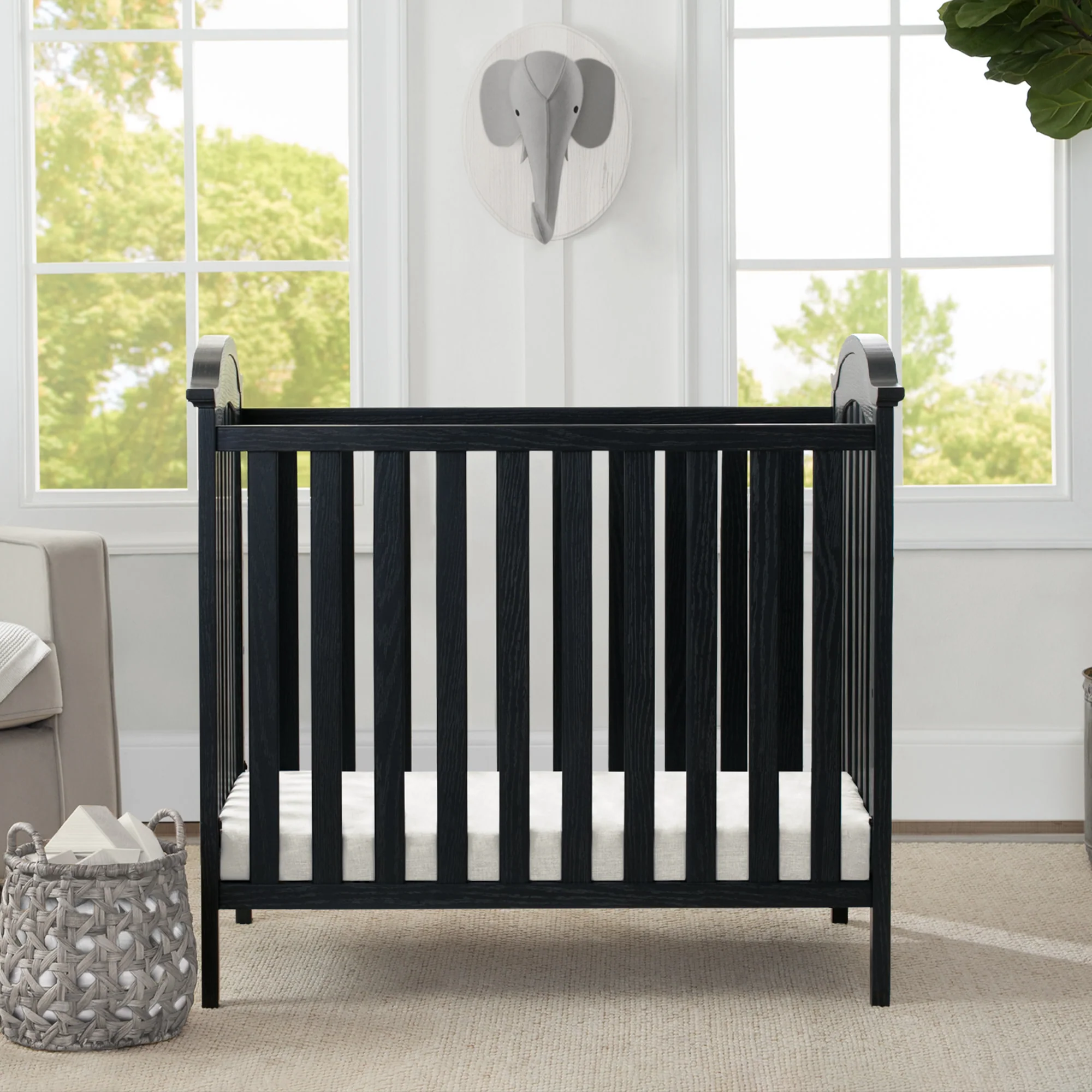 Farmhouse Mini Baby Crib with 2.75-inch Mattress - Image 8