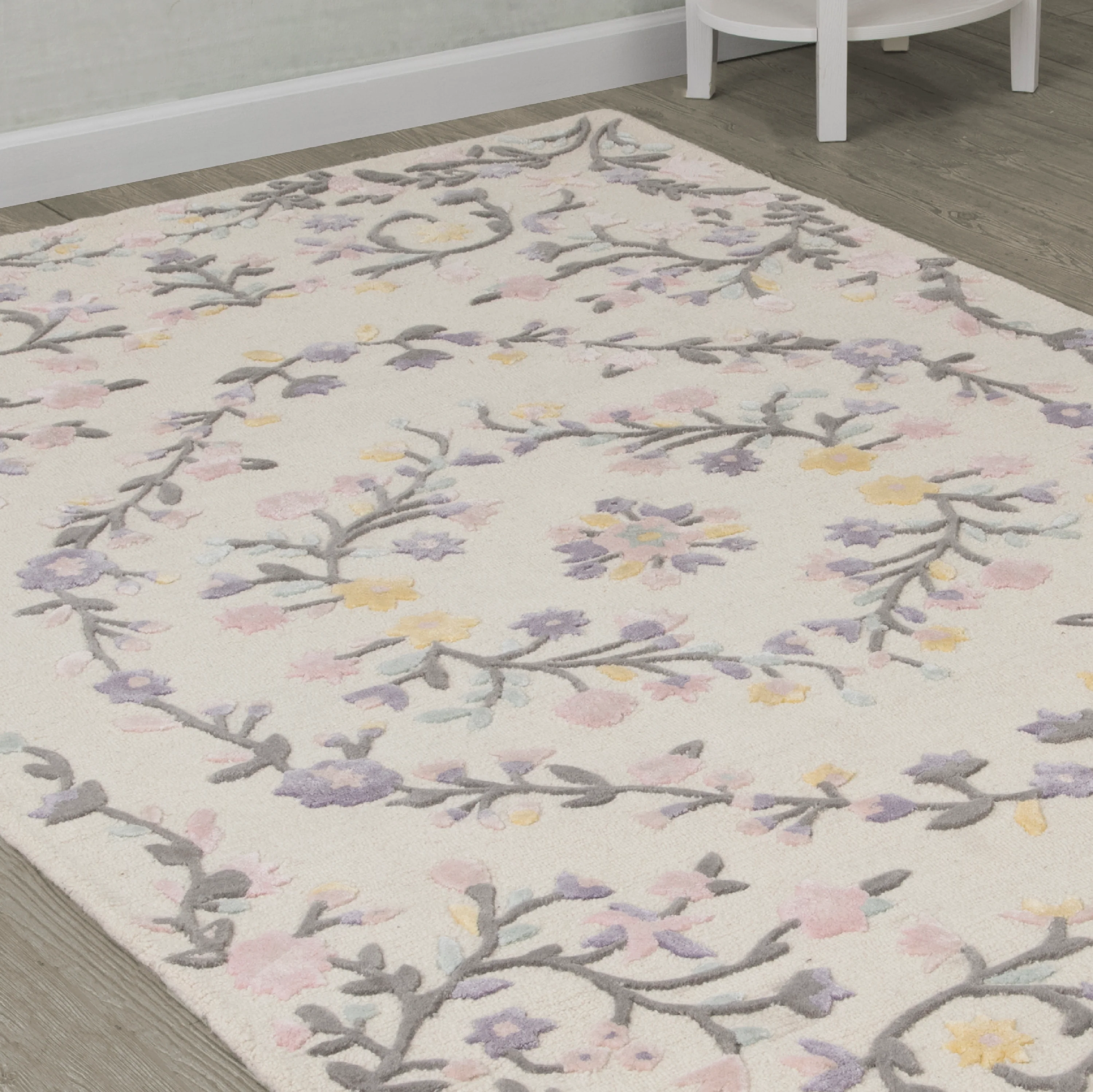 Floral Garden Hand-Tufted Wool Blend Area Rug 5x8 - Image 5