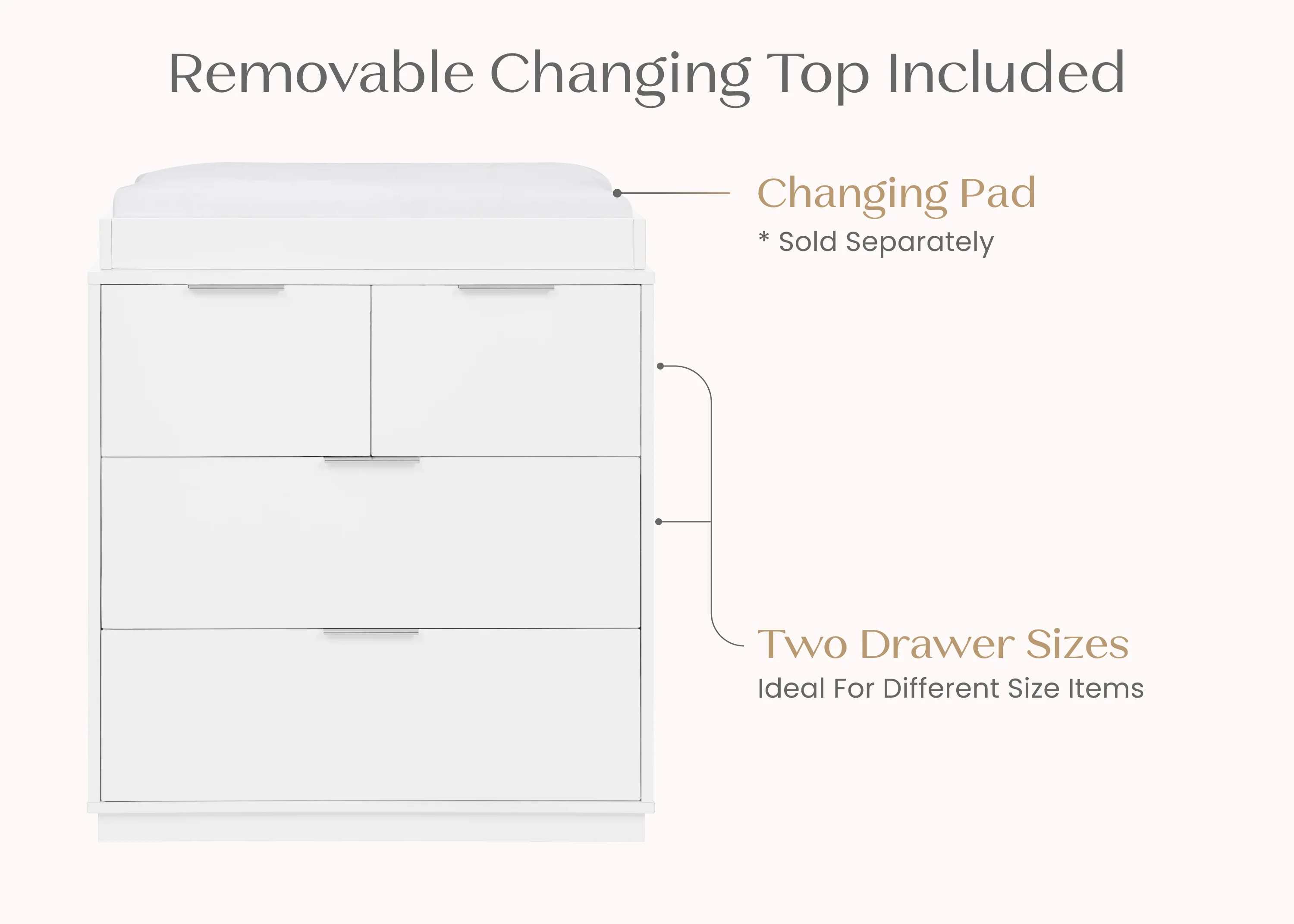 Forever 4 Drawer Dresser with Changing Top and Interlocking Drawers - Classic Collection - Image 3