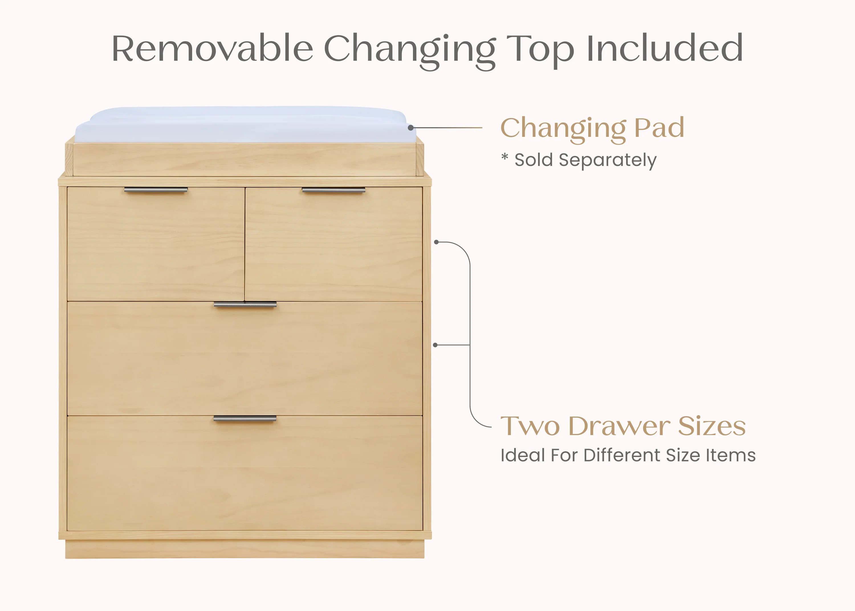 Forever 4 Drawer Dresser with Changing Top and Interlocking Drawers - Naturals Collection - Image 37
