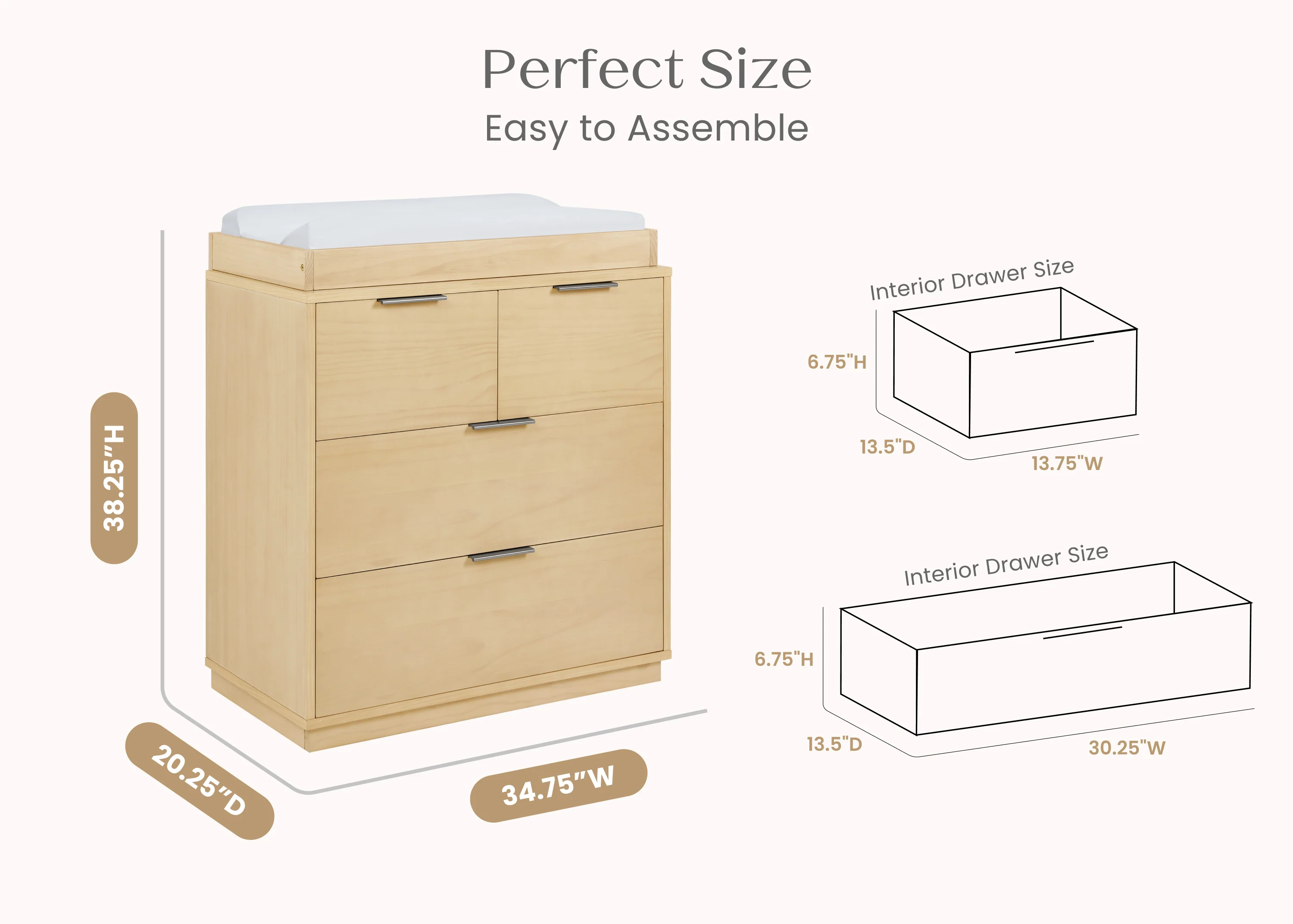 Forever 4 Drawer Dresser with Changing Top and Interlocking Drawers - Naturals Collection - Image 39