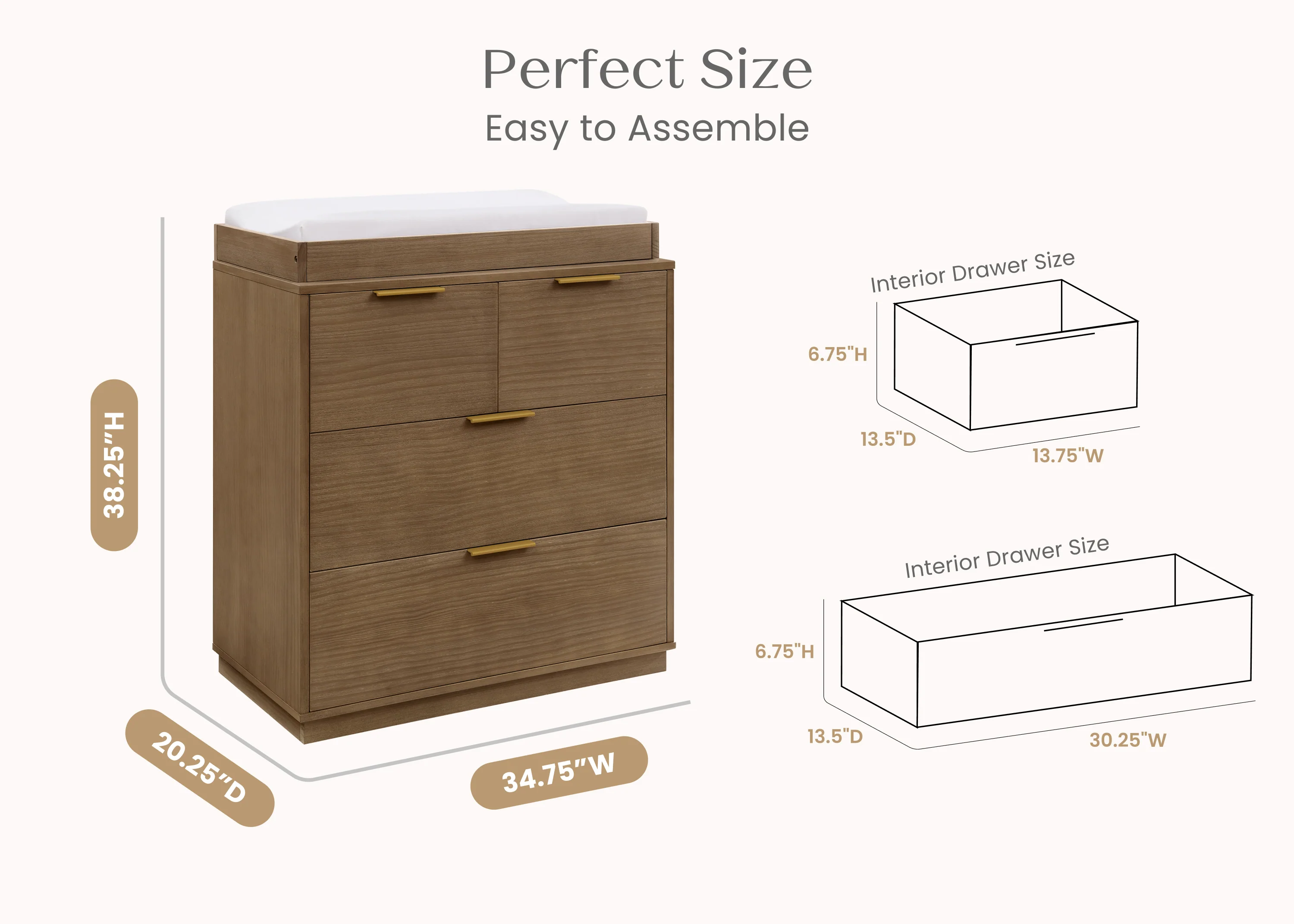Forever 4 Drawer Dresser with Changing Top and Interlocking Drawers - Naturals Collection - Image 89