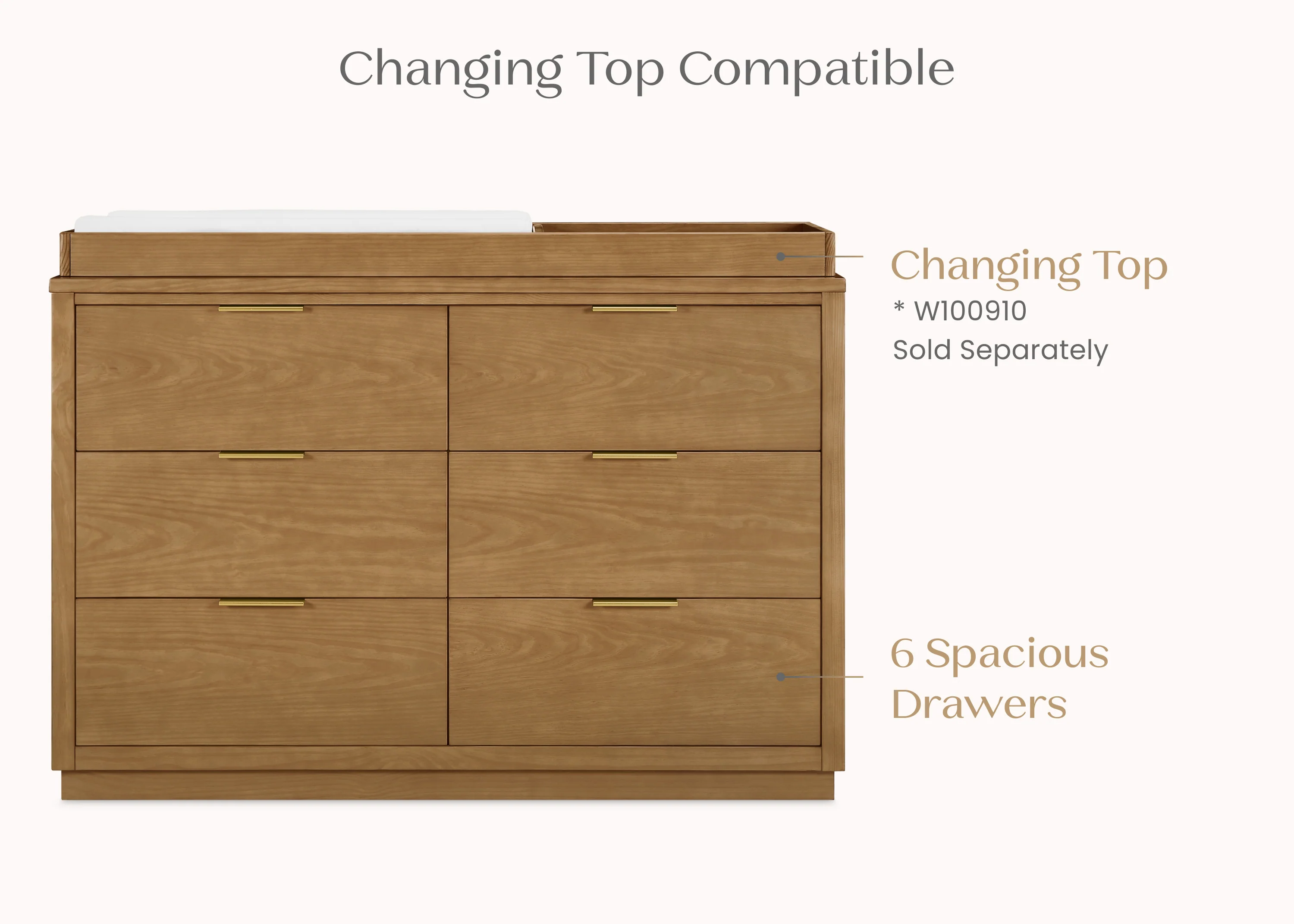 Forever 6 Drawer Dresser with Interlocking Drawers - Naturals Collection - Image 3