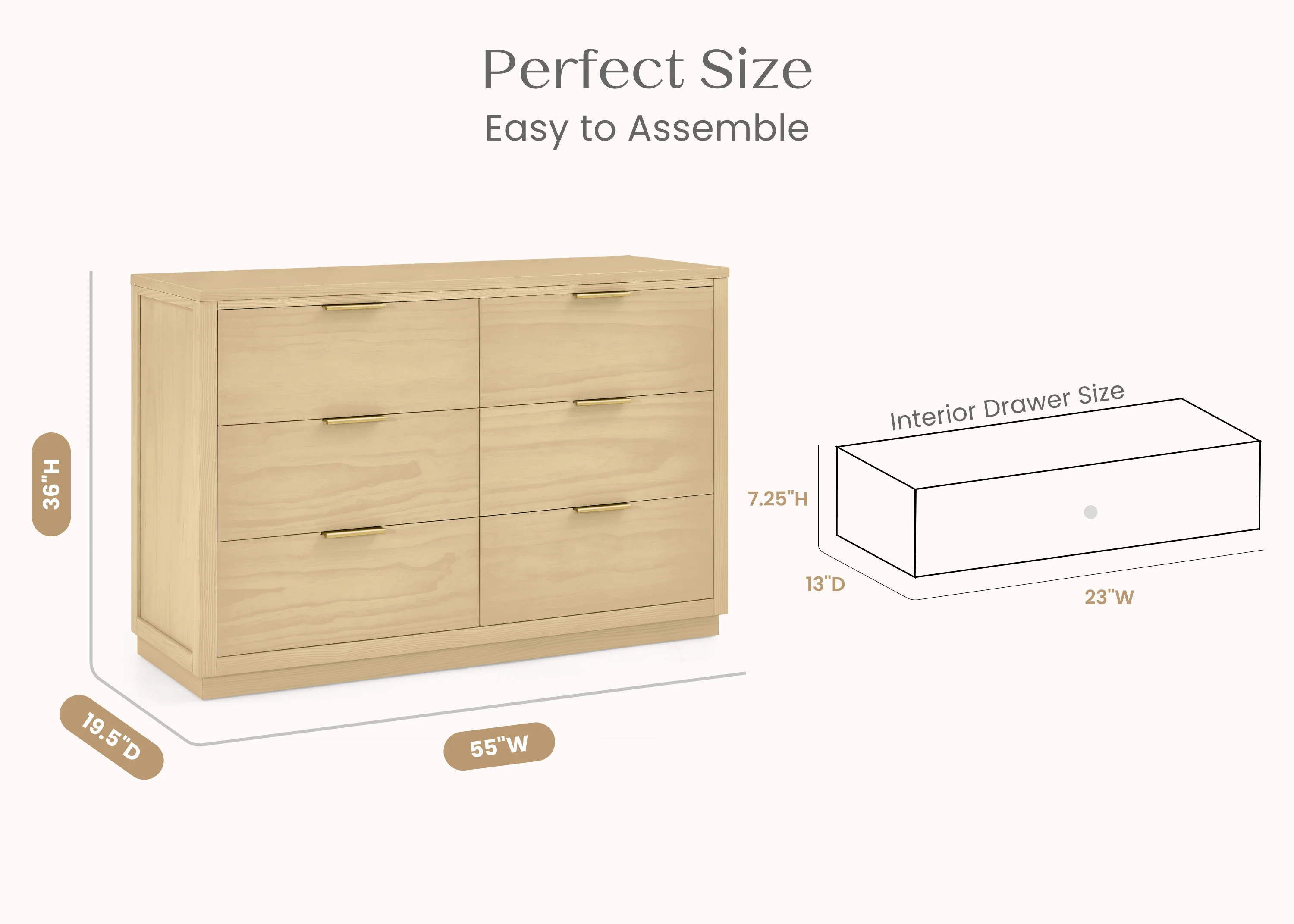 Forever 6 Drawer Dresser with Interlocking Drawers - Naturals Collection - Image 47