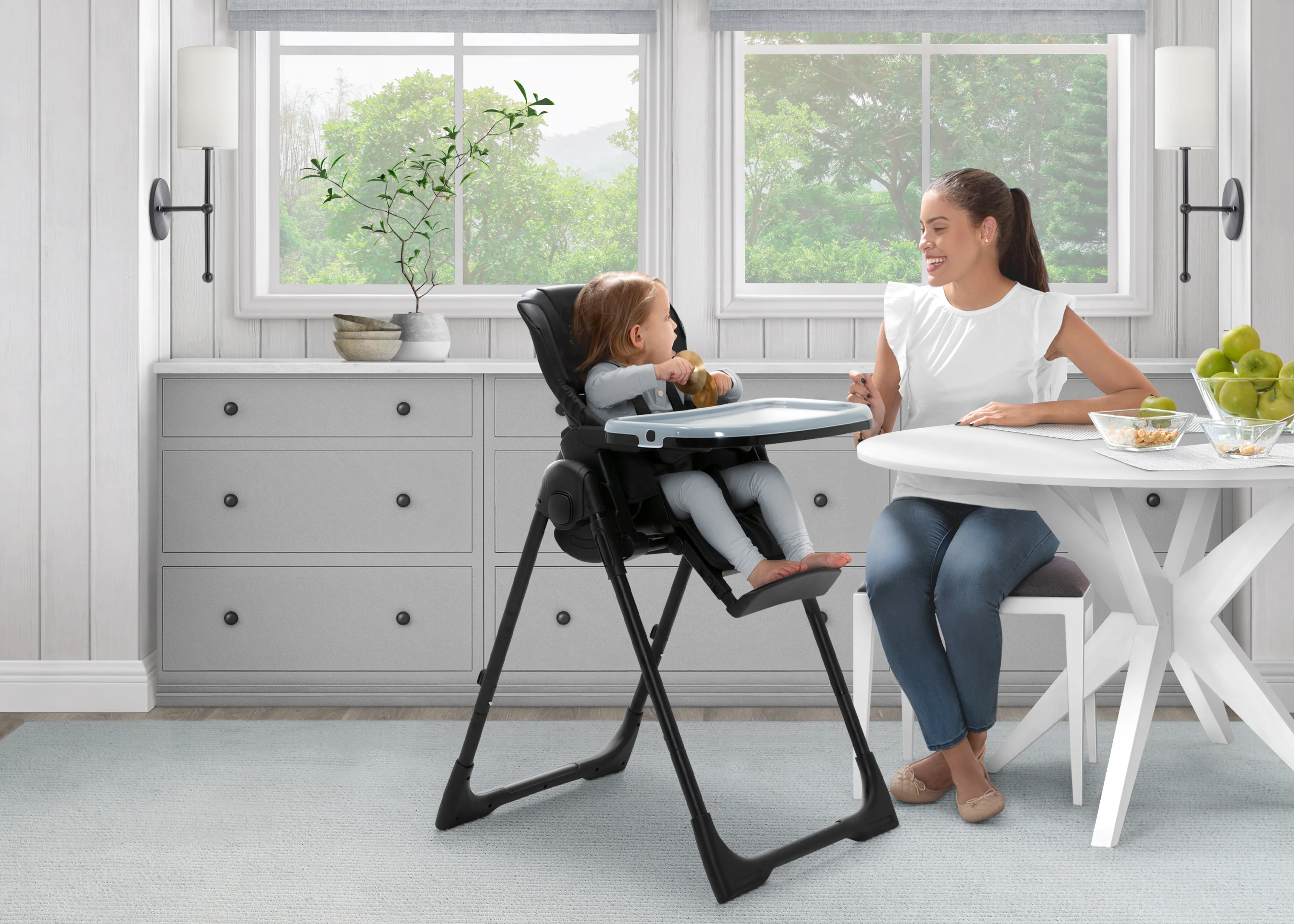 Jeep Classic Black Convertible 2-in-1 High Chair for Babies and Toddlers with Adjustable Height, Recline & Footrest - Image 2