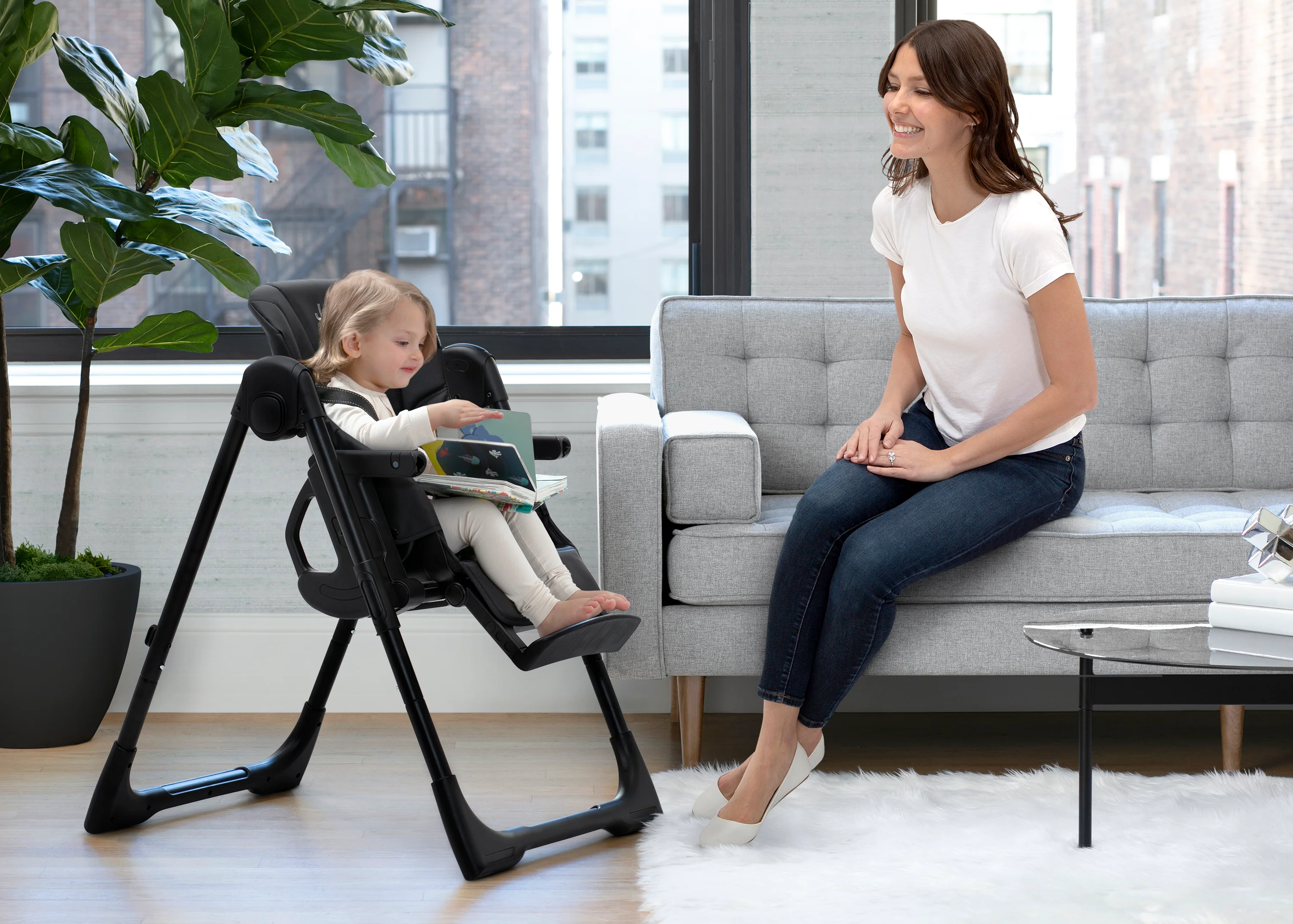Jeep Classic Black Convertible 2-in-1 High Chair for Babies and Toddlers with Adjustable Height, Recline & Footrest - Image 3