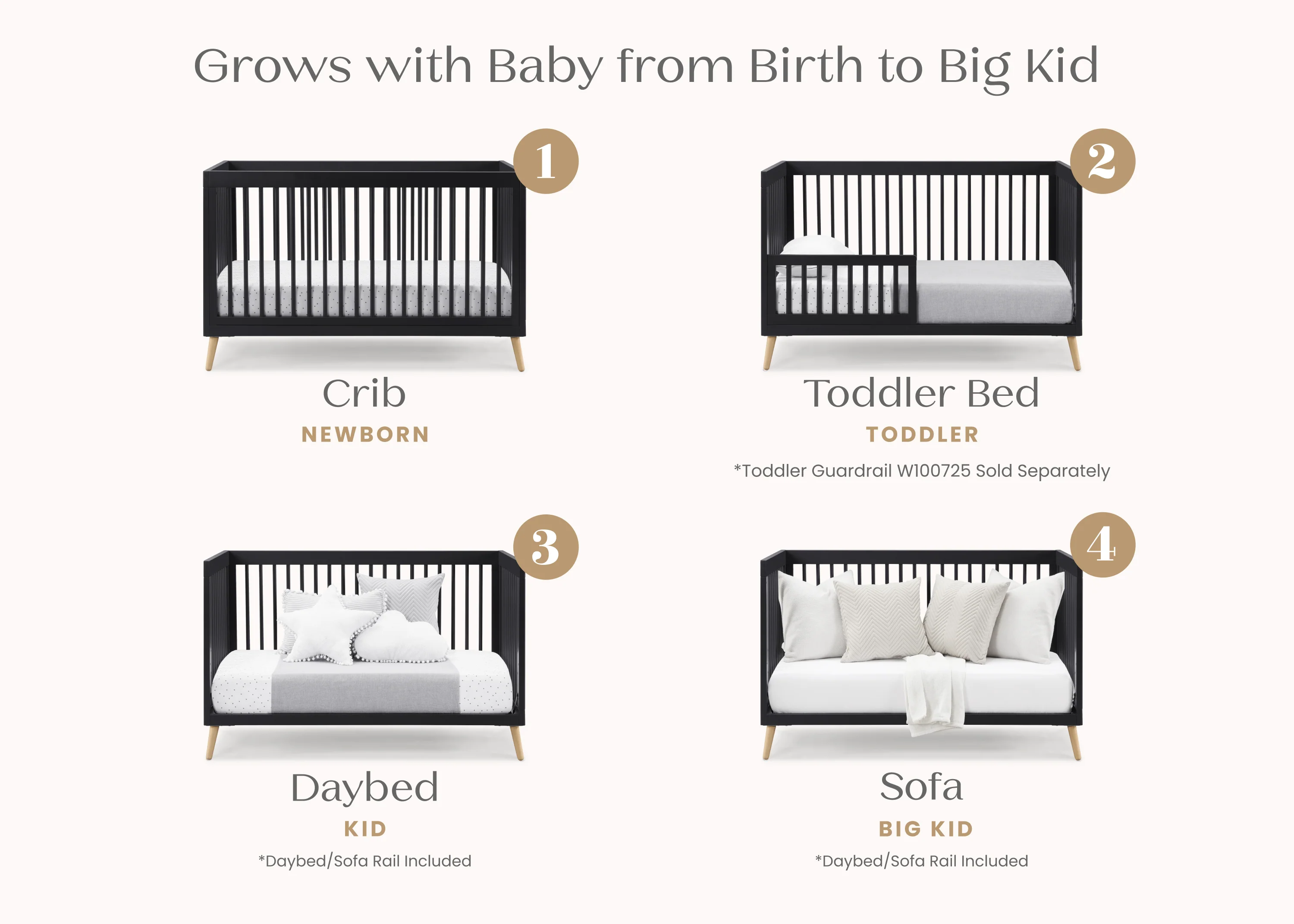 Jordan 4-in-1 Convertible Crib - Image 3