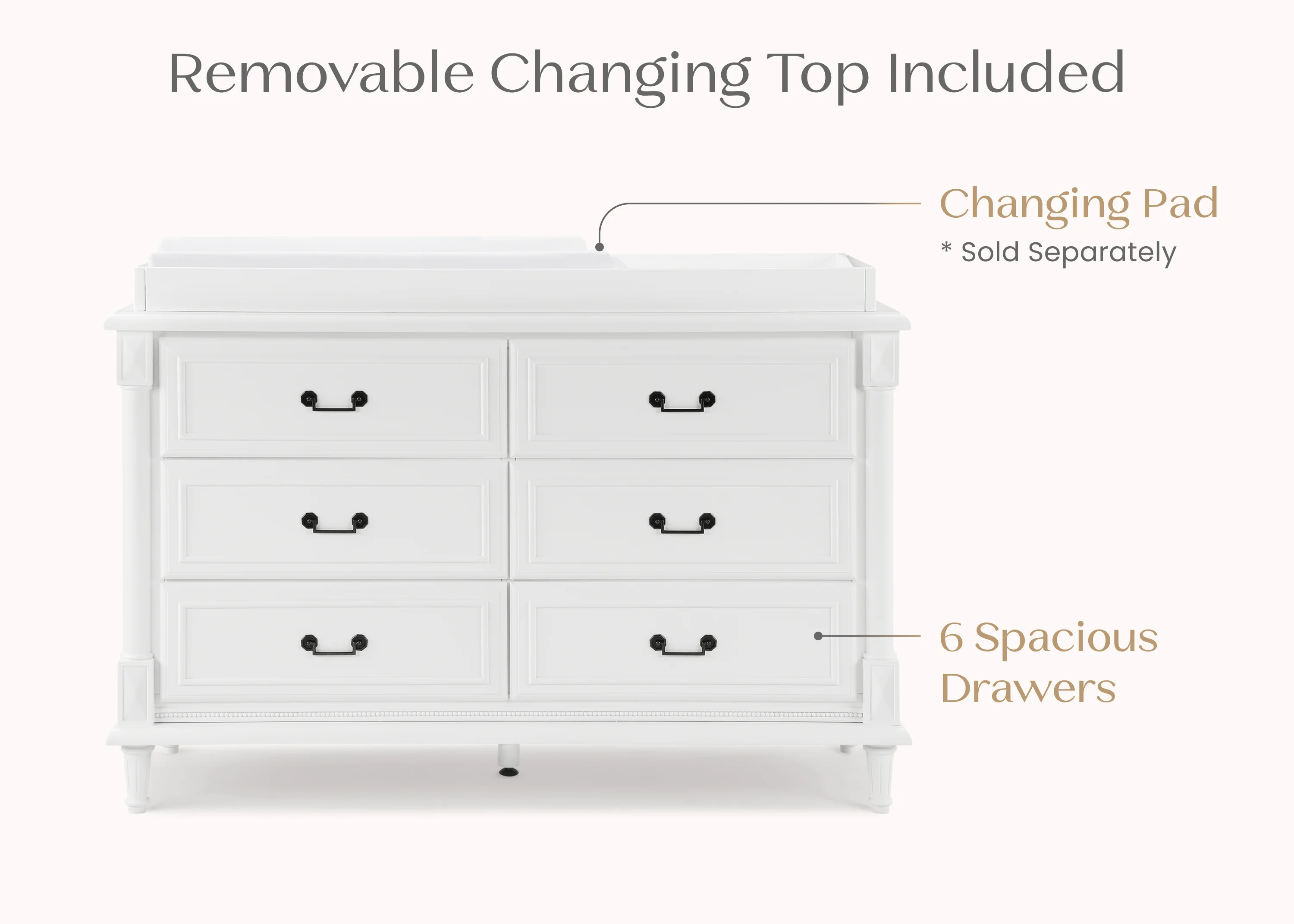 Juliette 6 Drawer Dresser with Changing Top and Interlocking Drawers - Image 3