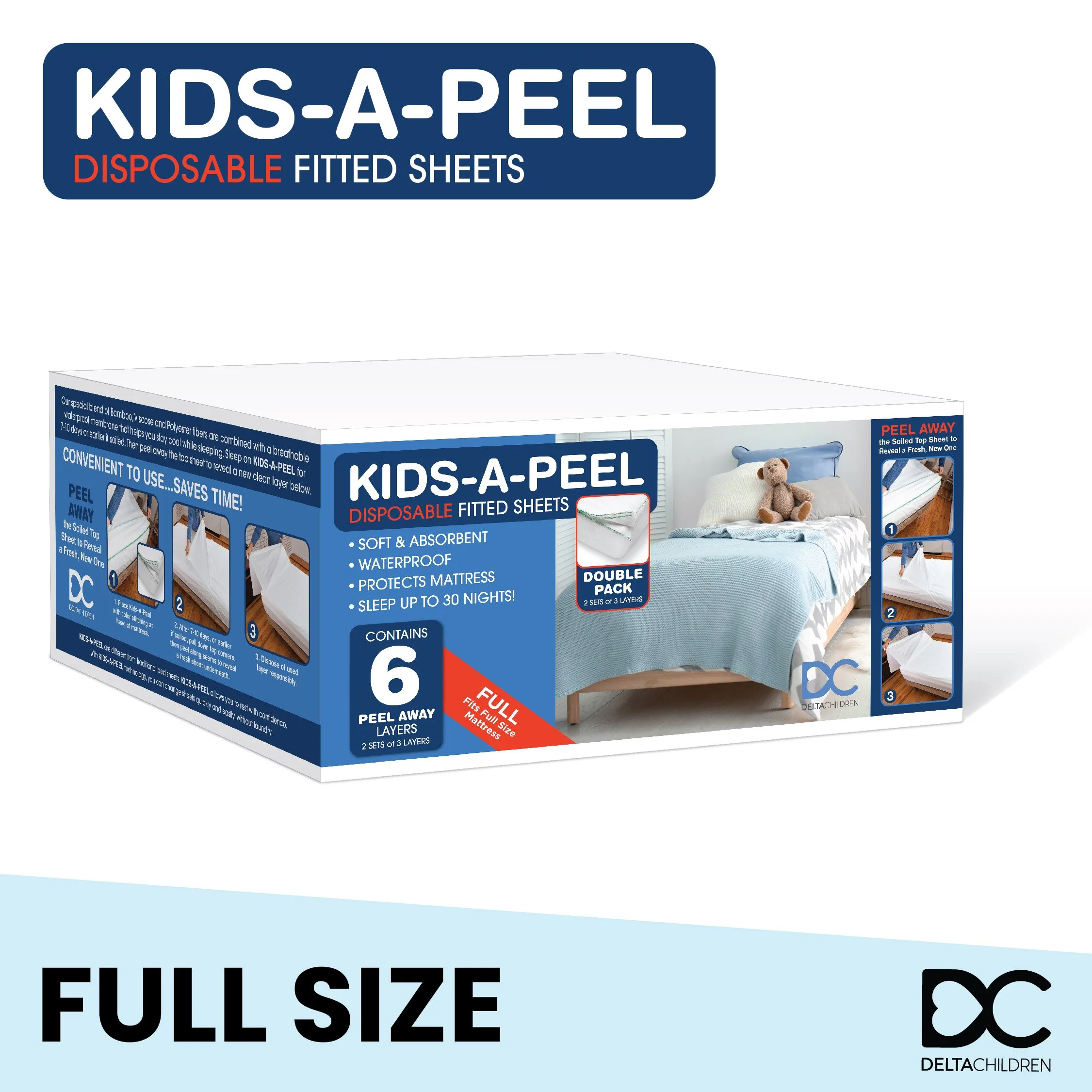 Kids-A-Peel Disposable Fitted Sheets, 6-Pack, Waterproof, Breathable Soft Bed Pads that Protect Your Mattress - Image 17