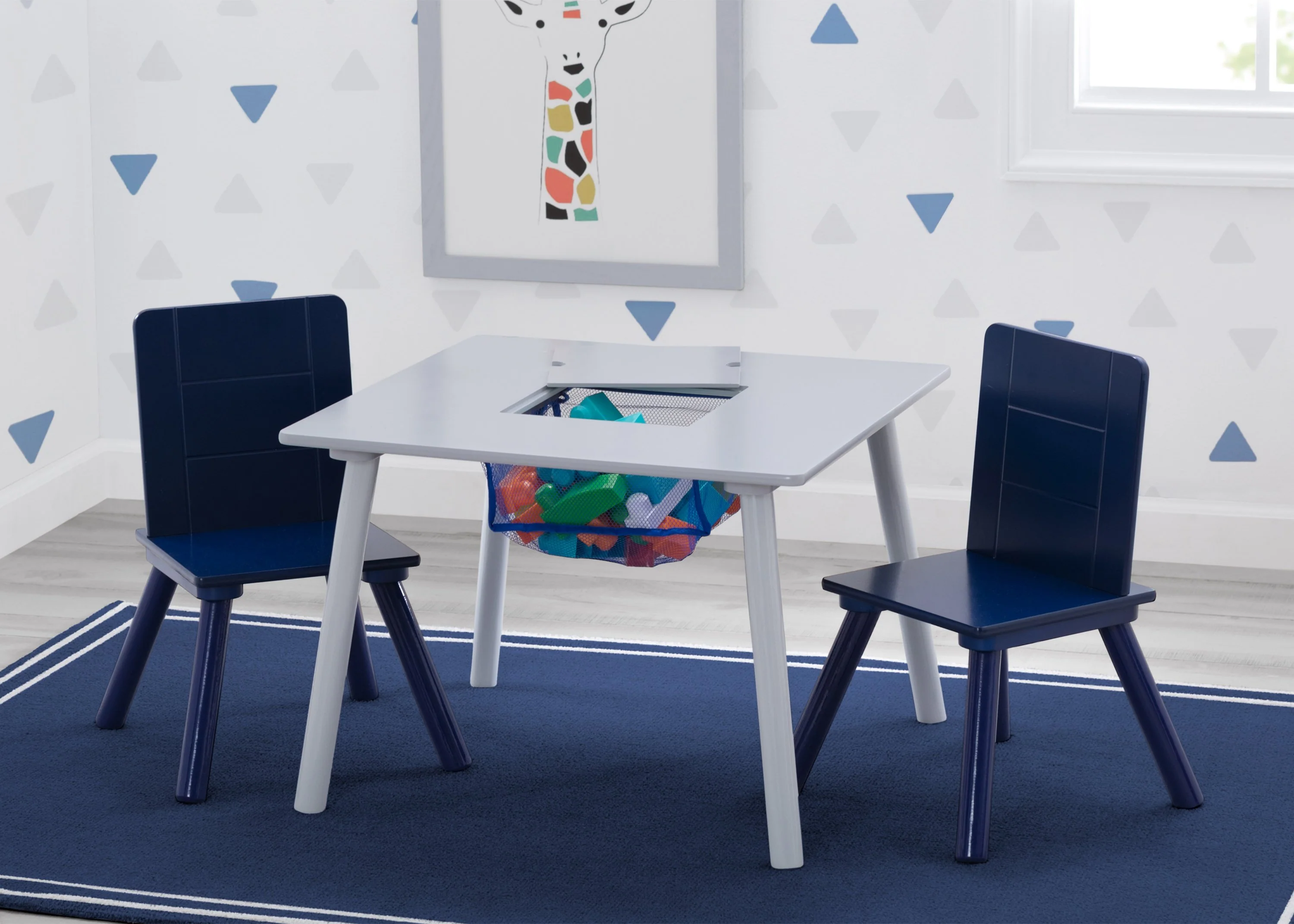 Kids Table and Chair Set with Storage (2 Chairs Included) - Image 2
