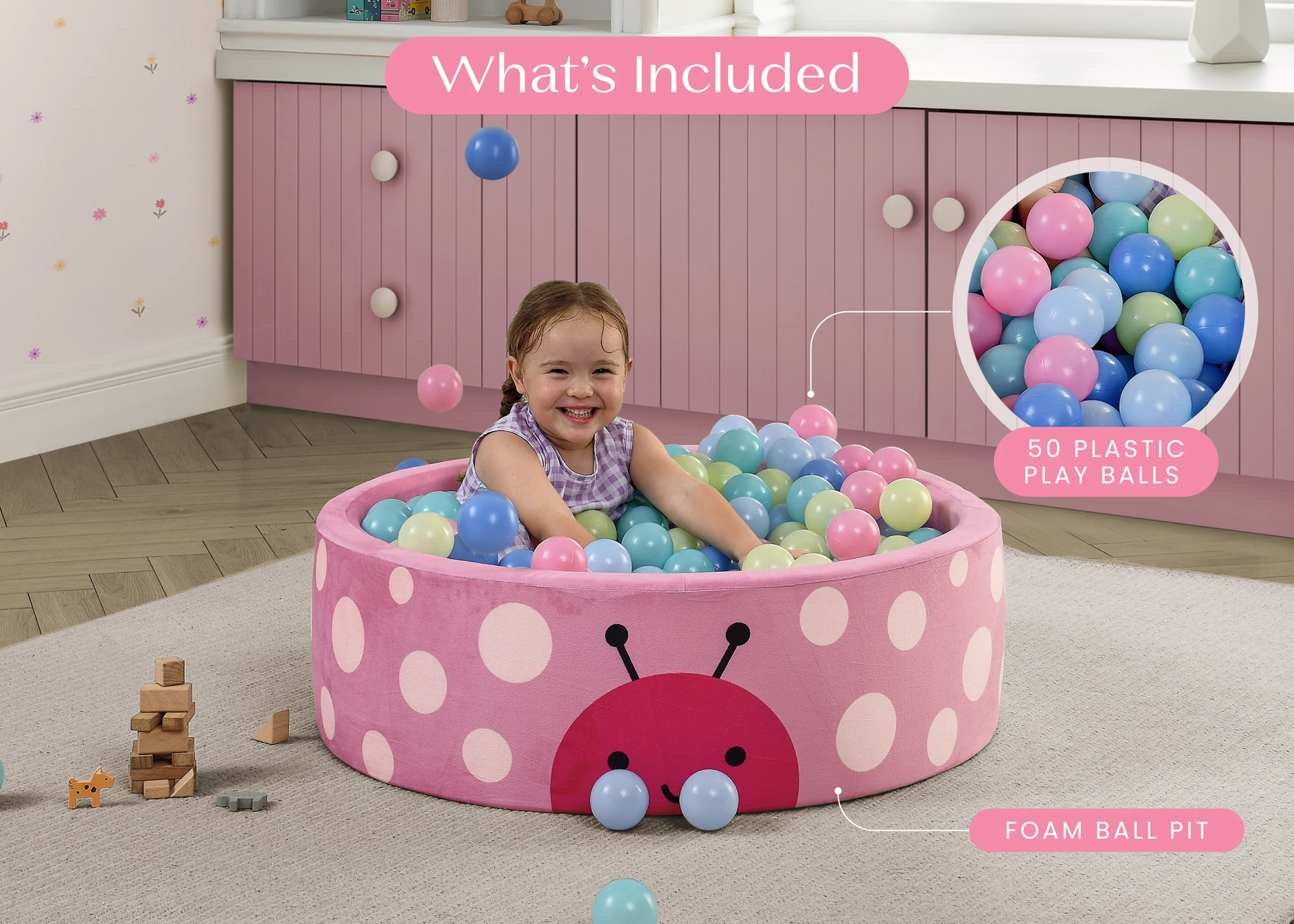 Ladybug Soft Ball Pit with 50 Play Balls - Image 2