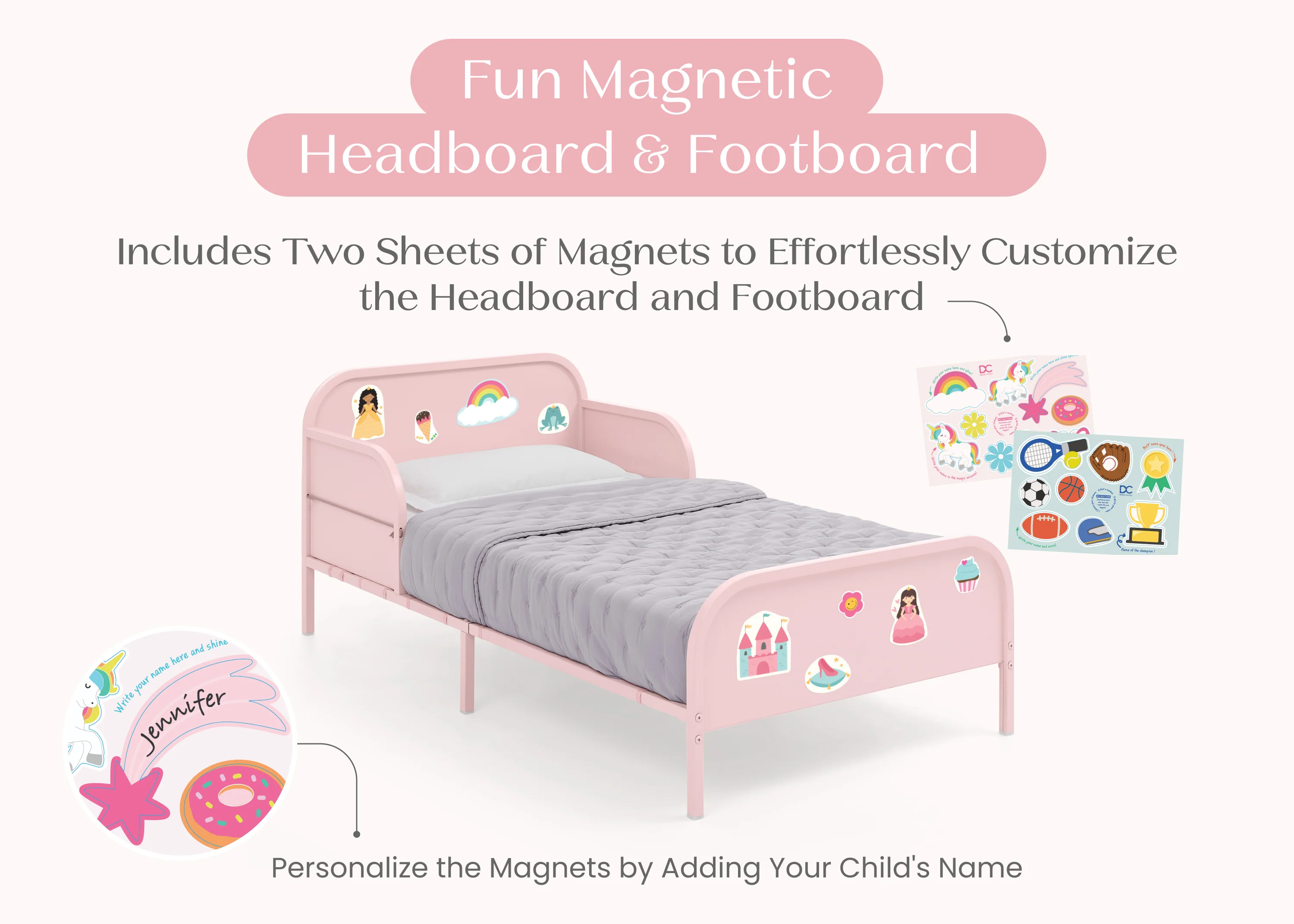 Magic Magnet Toddler Bed with Customizable Magnets & Built-In Book Storage - Image 16