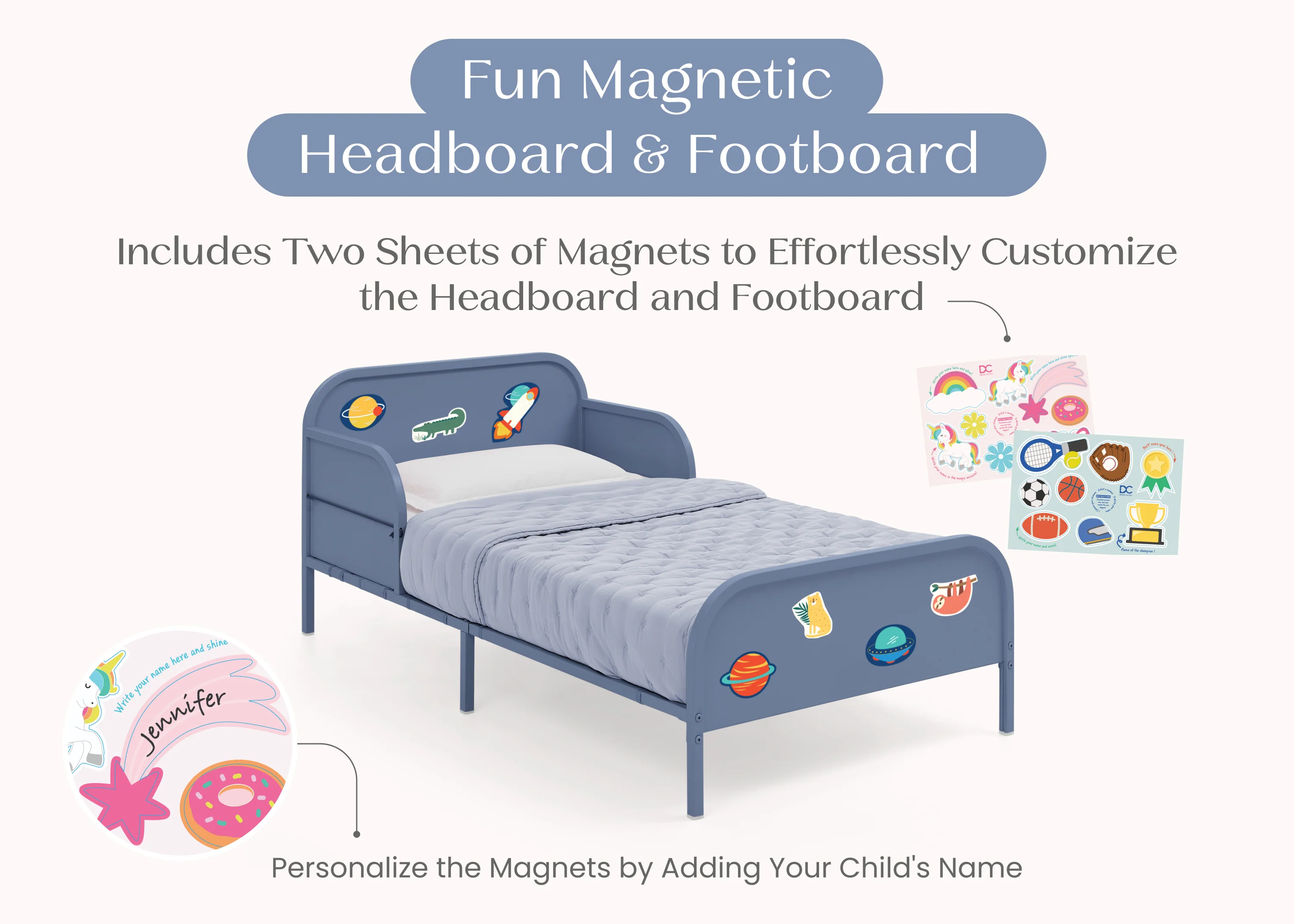 Magic Magnet Toddler Bed with Customizable Magnets & Built-In Book Storage - Image 22