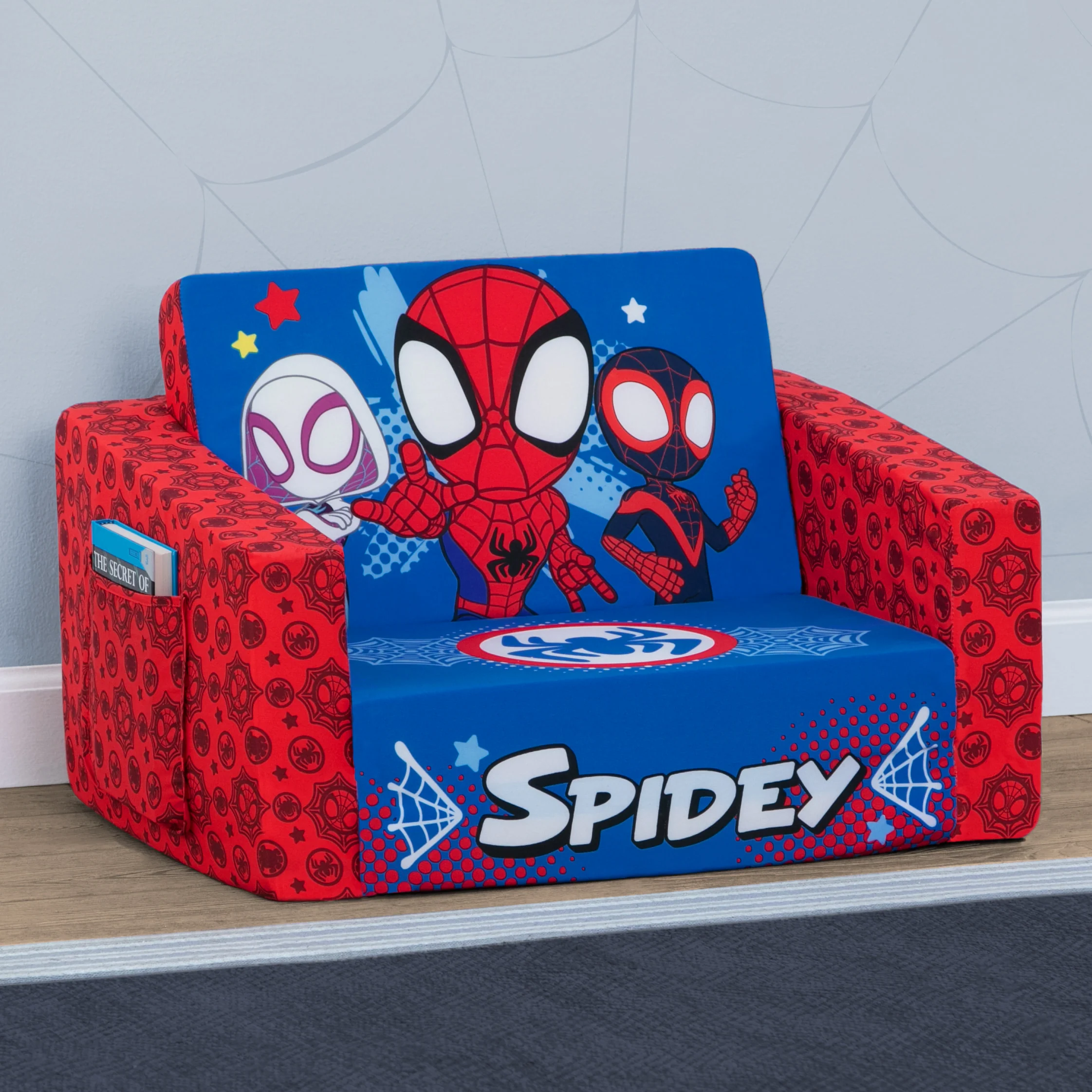 Marvel Spidey and His Amazing Friends Cozee Flip-Out Chair - 2-in-1 Convertible Chair to Lounger for Kids - Image 6