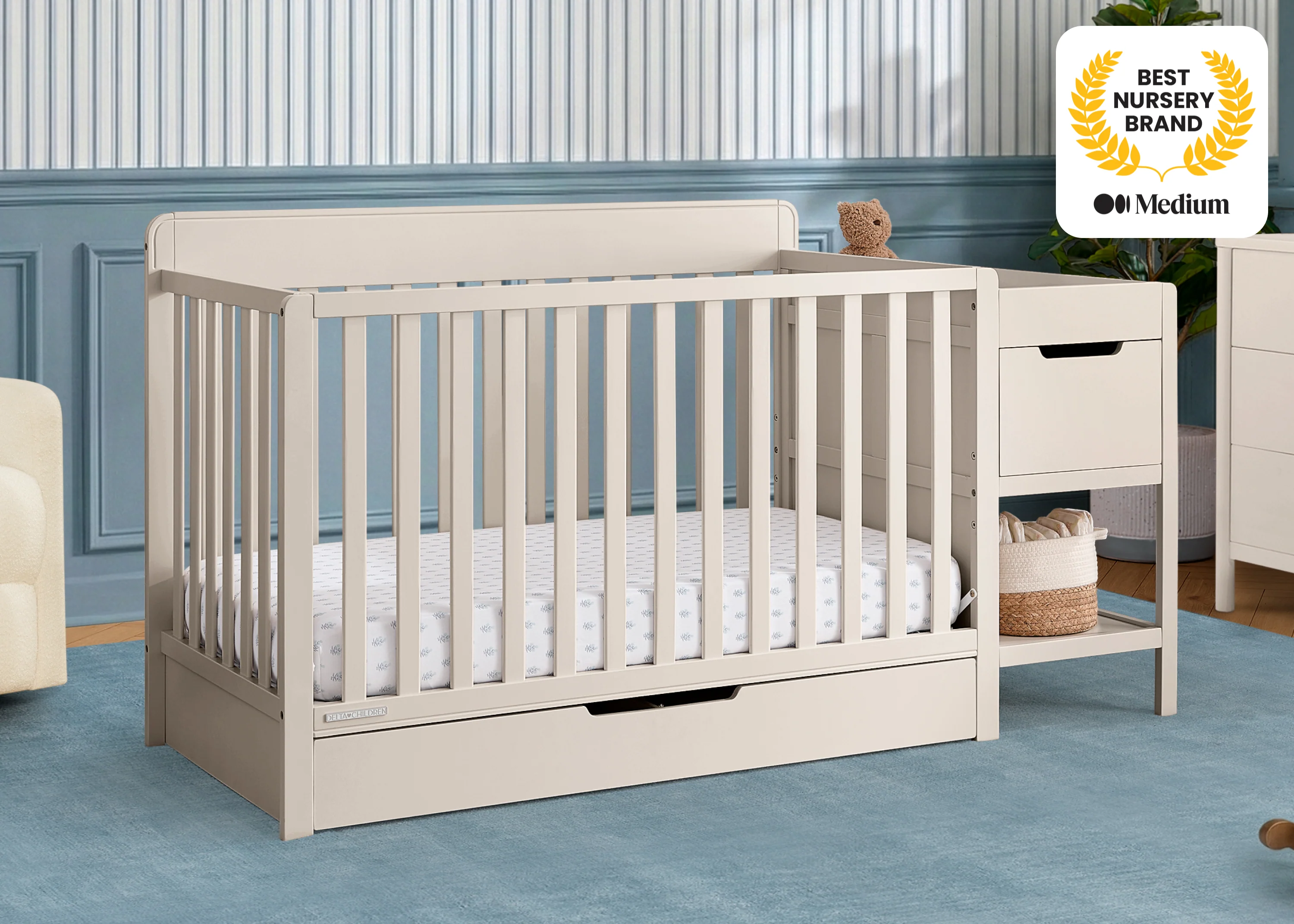 Maya 5-in-1 Convertible Crib and Changer with Storage - Image 2