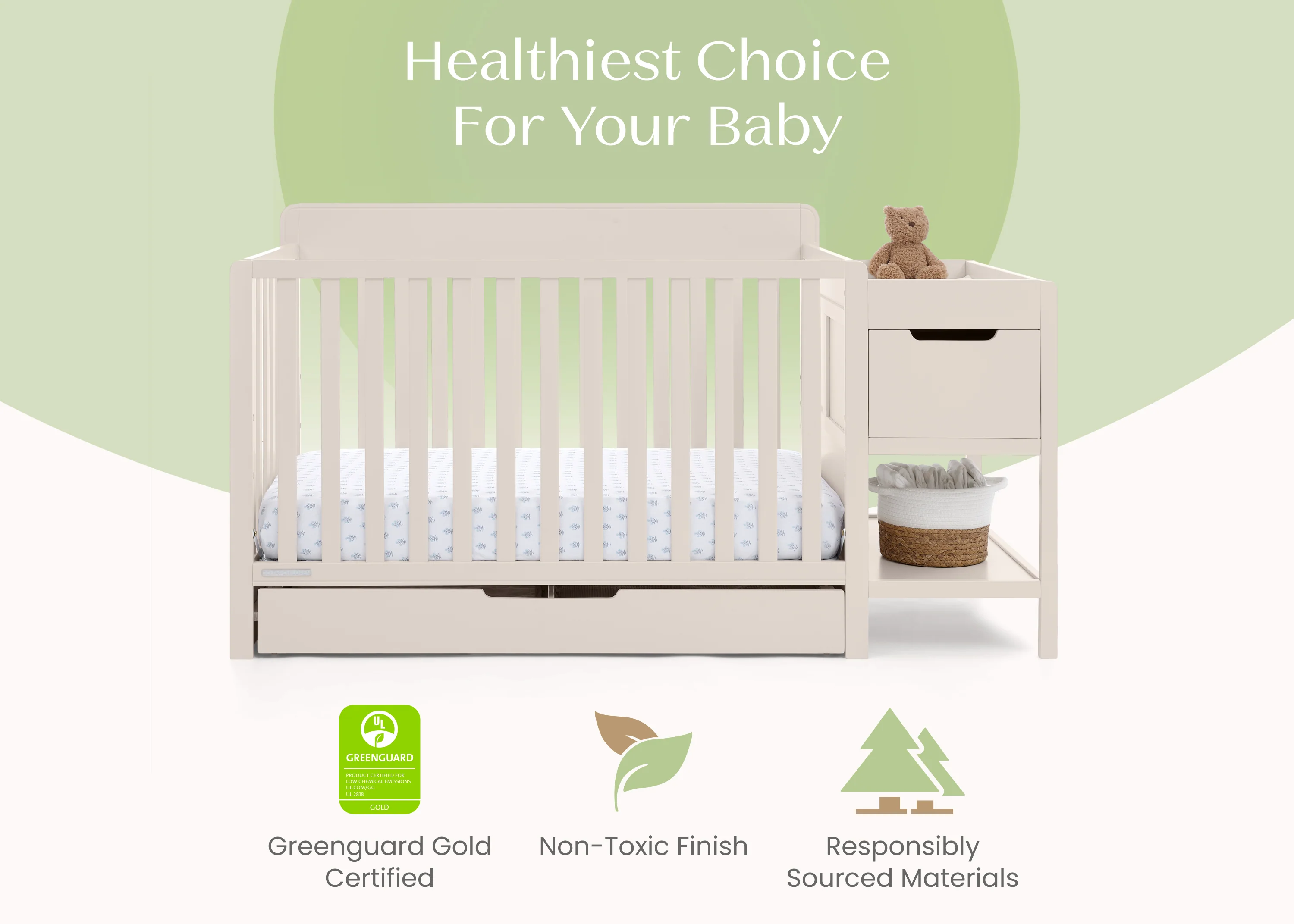 Maya 5-in-1 Convertible Crib and Changer with Storage - Image 4