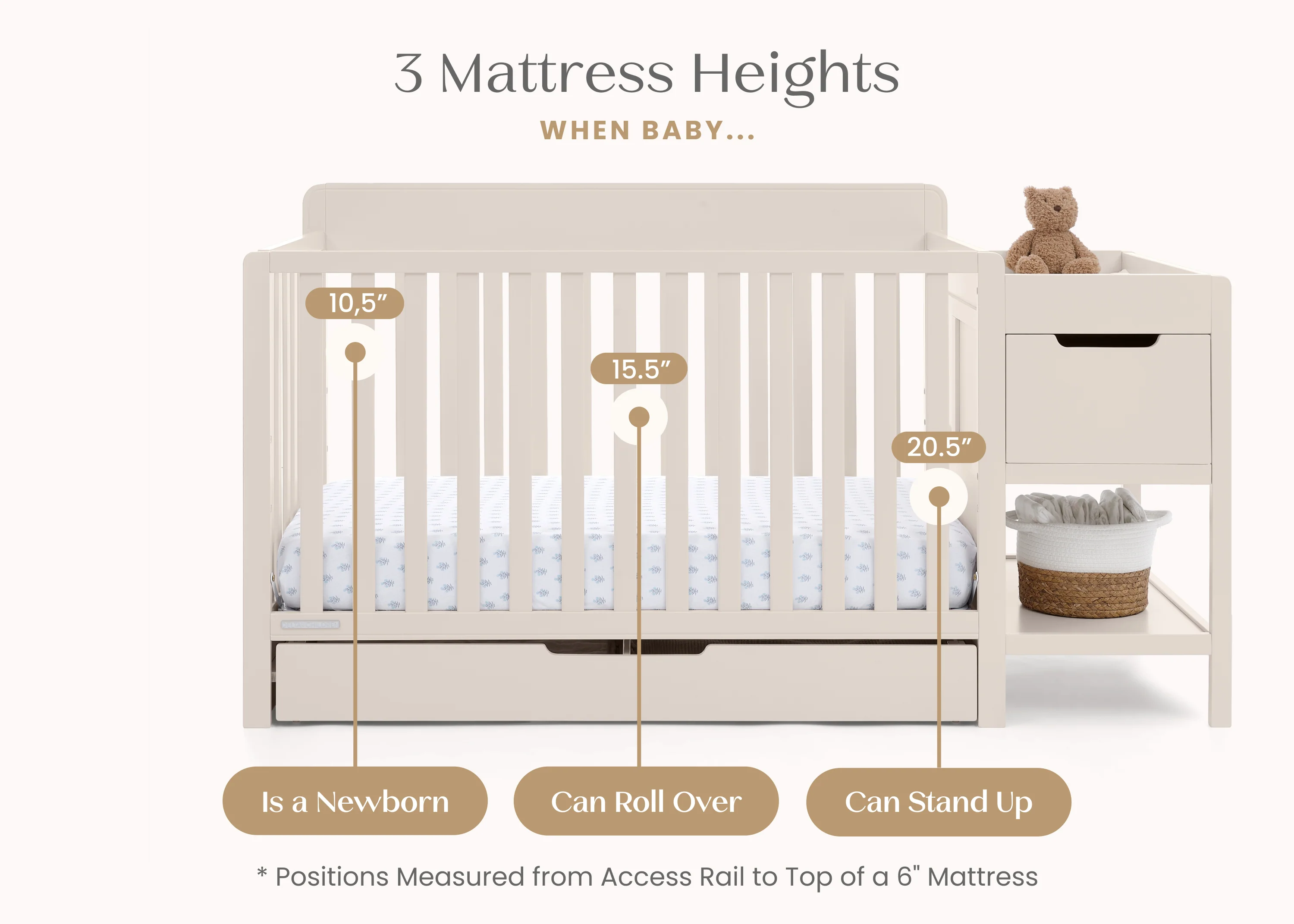 Maya 5-in-1 Convertible Crib and Changer with Storage - Image 5
