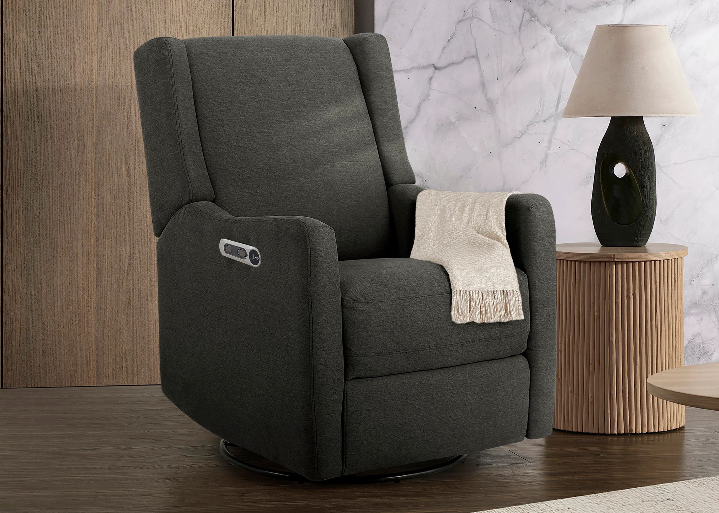 Mercer Electronic Power Recliner and Swivel Glider with USB-A and Type-C Ports in Stain-Resistant Performance Fabric - Image 18