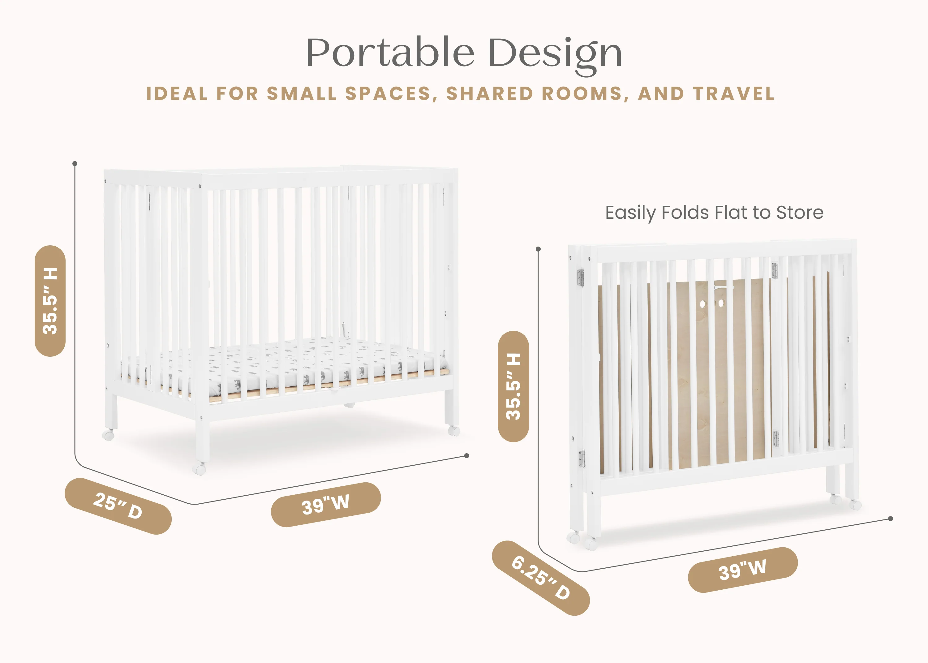 Mia Portable Folding Mini Crib with 1.5-Inch Mattress - Image 19