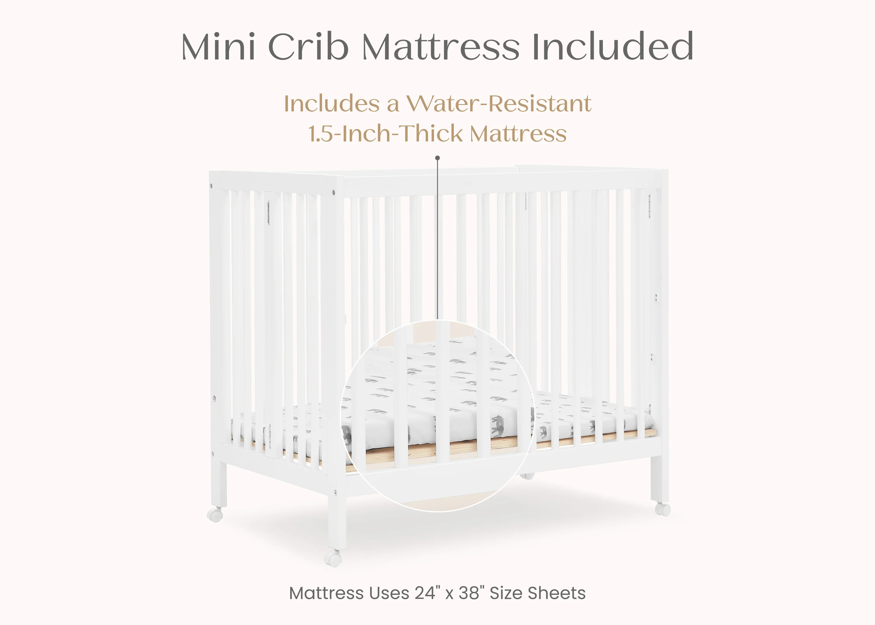 Mia Portable Folding Mini Crib with 1.5-Inch Mattress - Image 22