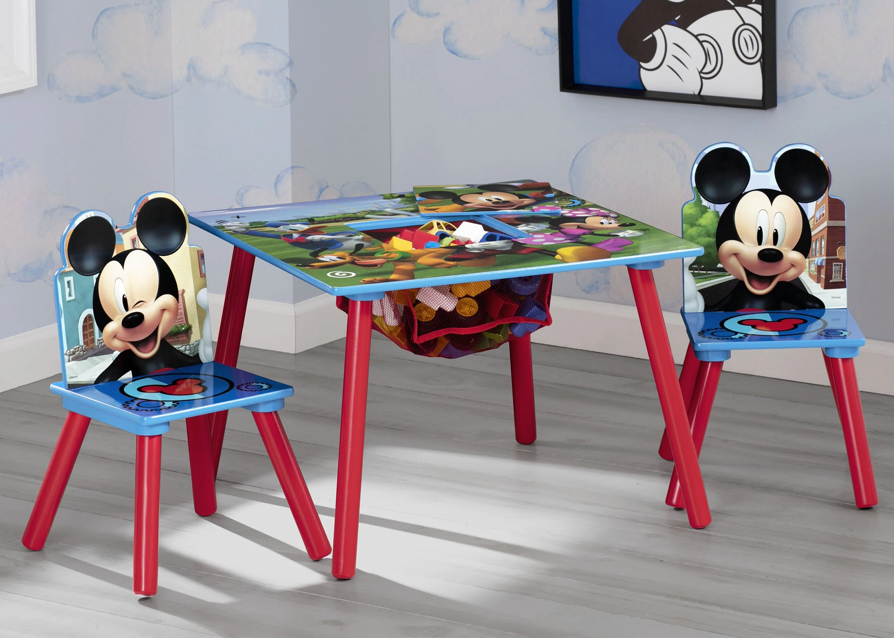 Mickey Mouse Kids Table and Chair Set with Storage - Image 2