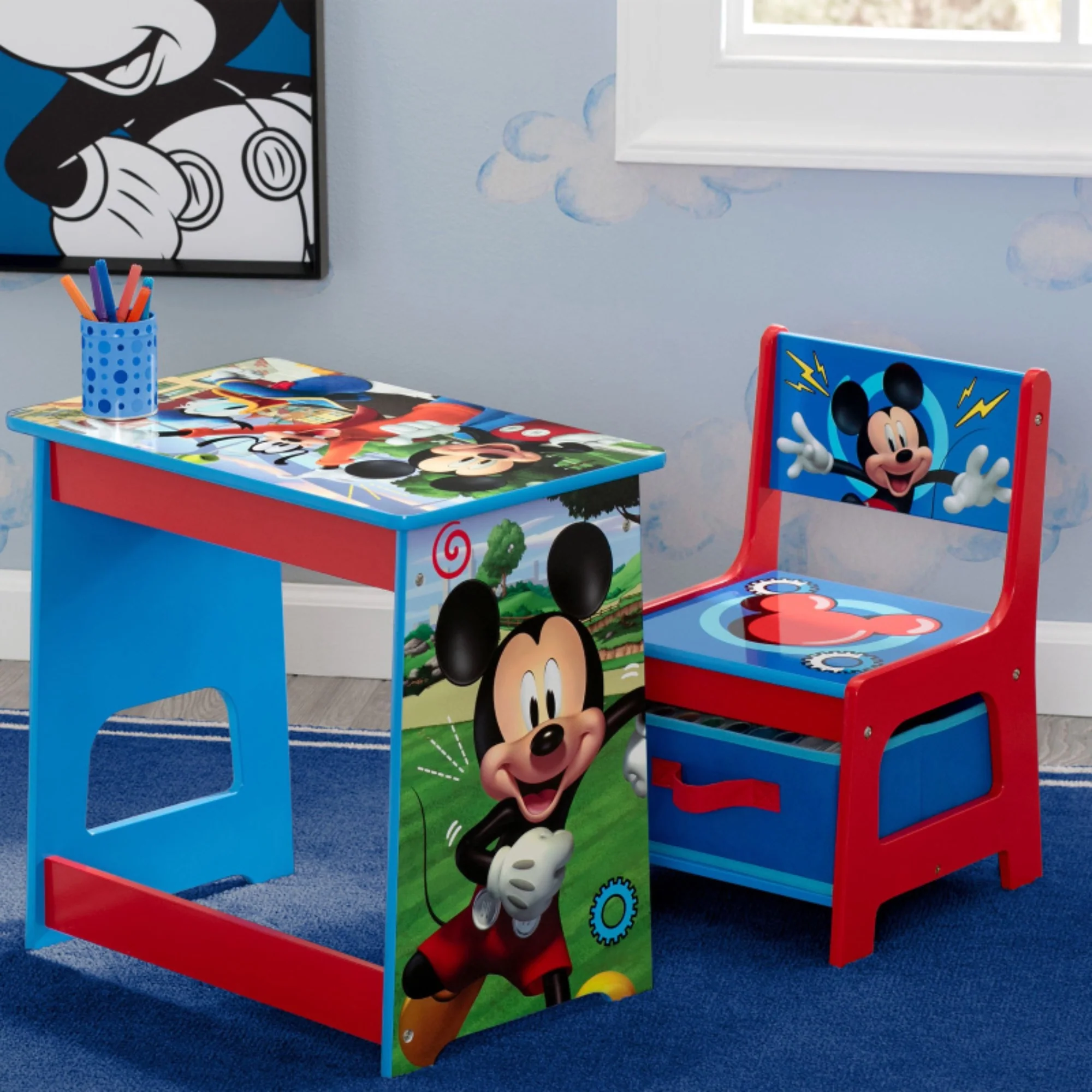 Mickey Mouse Kids Wood Desk and Chair Set - Image 9