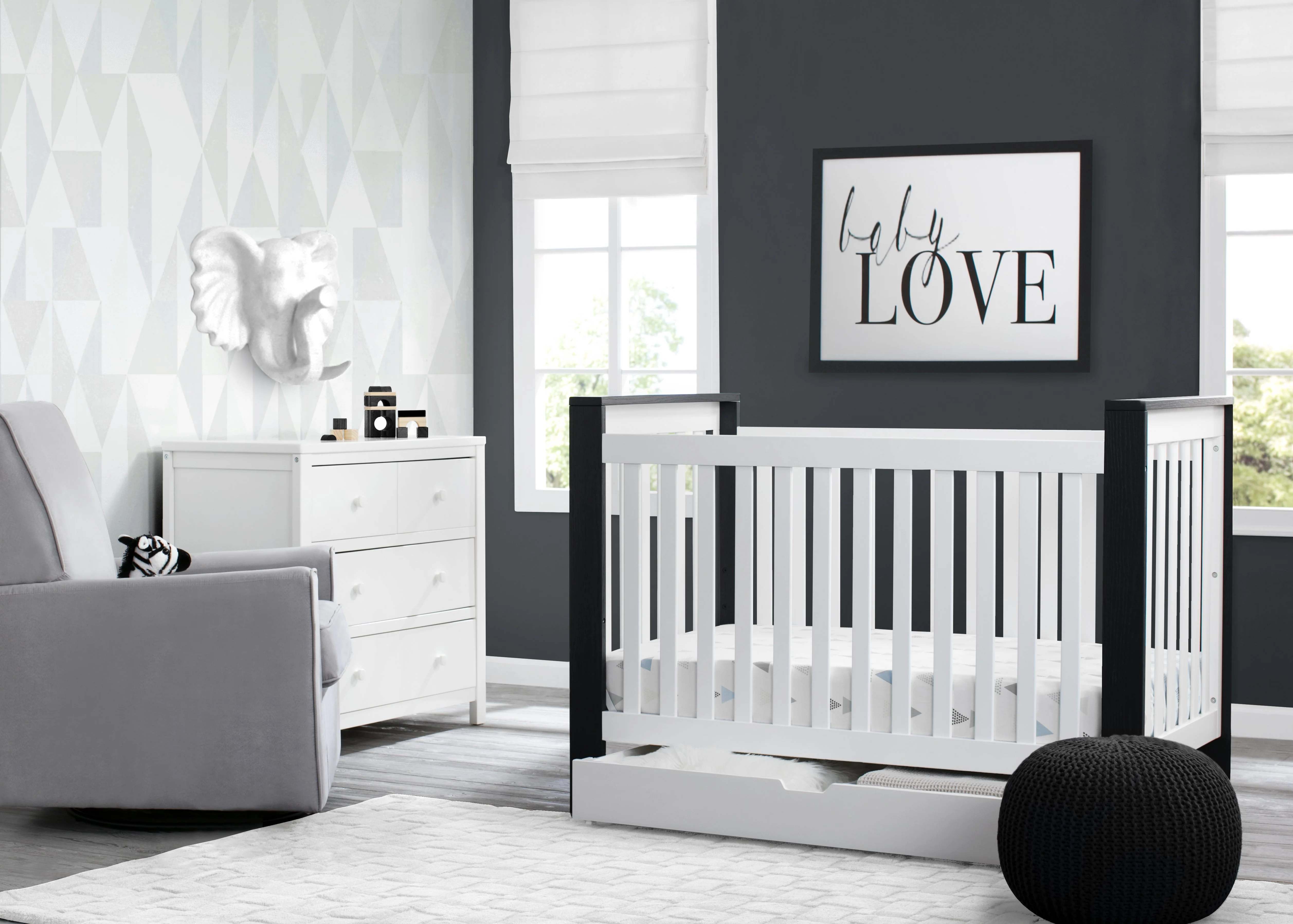 Miles 4-in-1 Convertible Crib + Under Crib Roll-Out Storage