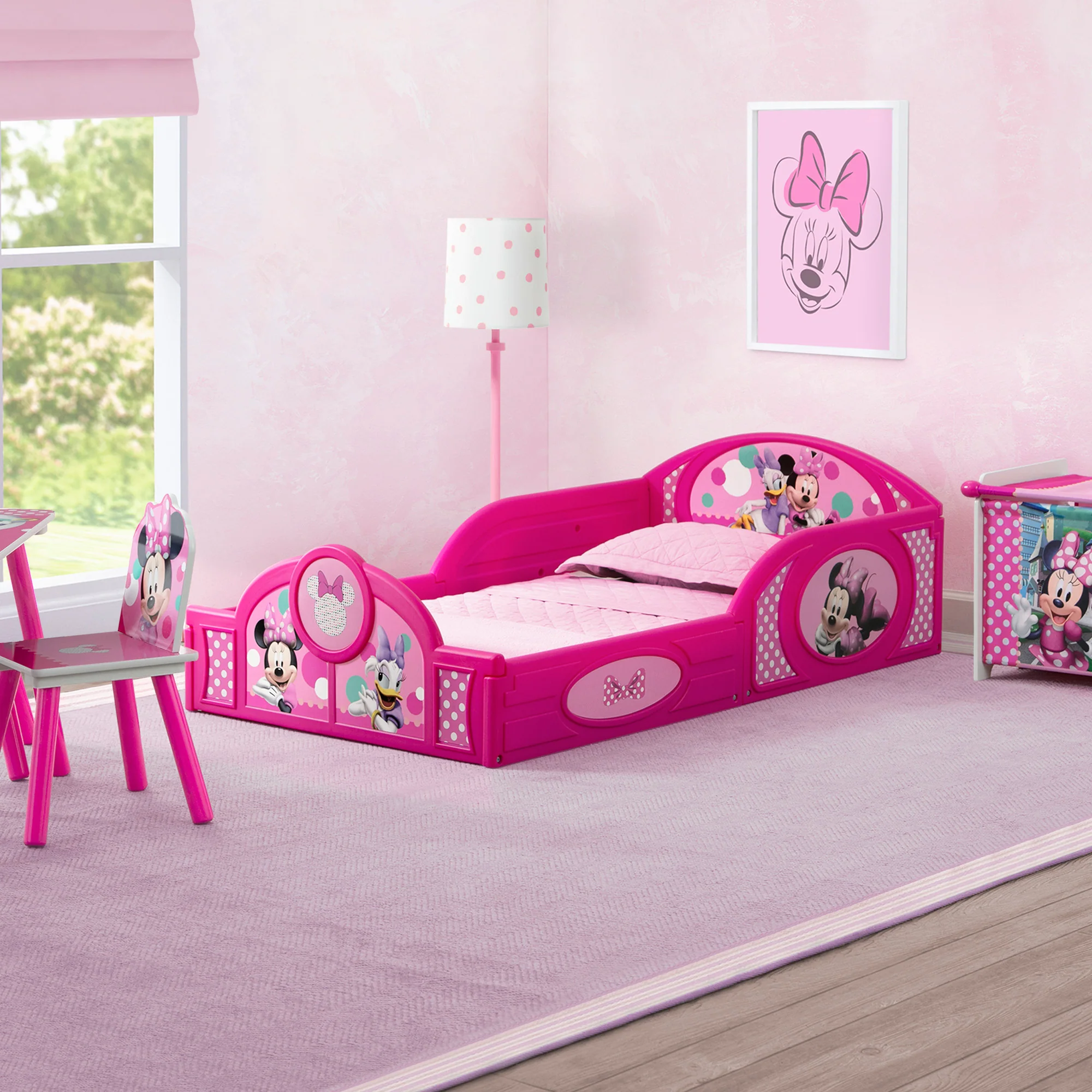 Minnie Mouse 4-Piece Toddler Room-in-a-Box Set – Includes Sleep and Play Toddler Bed, Table, 1 Chair and Toy Box - Image 7