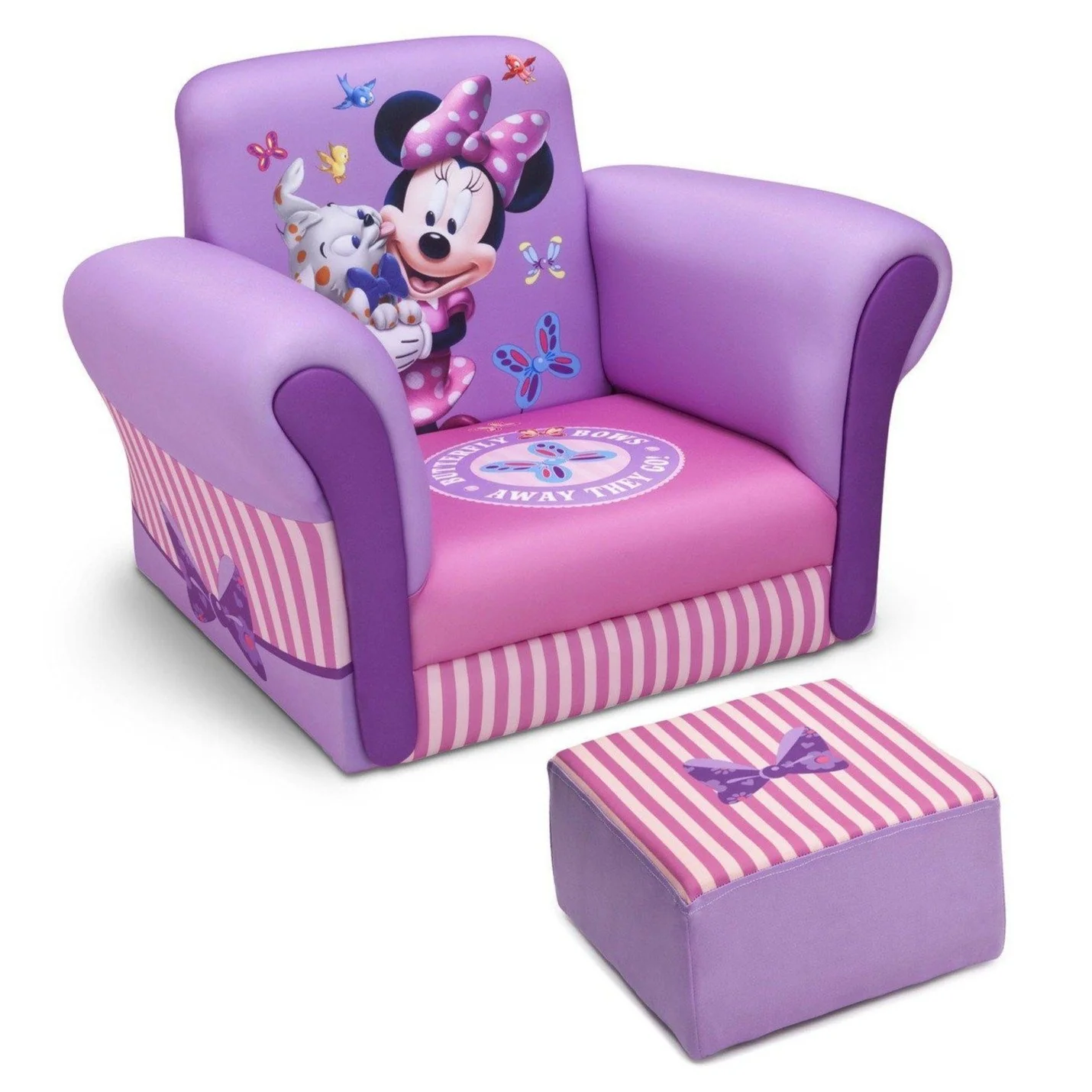 Minnie Mouse Upholstered Chair with Ottoman - Image 4