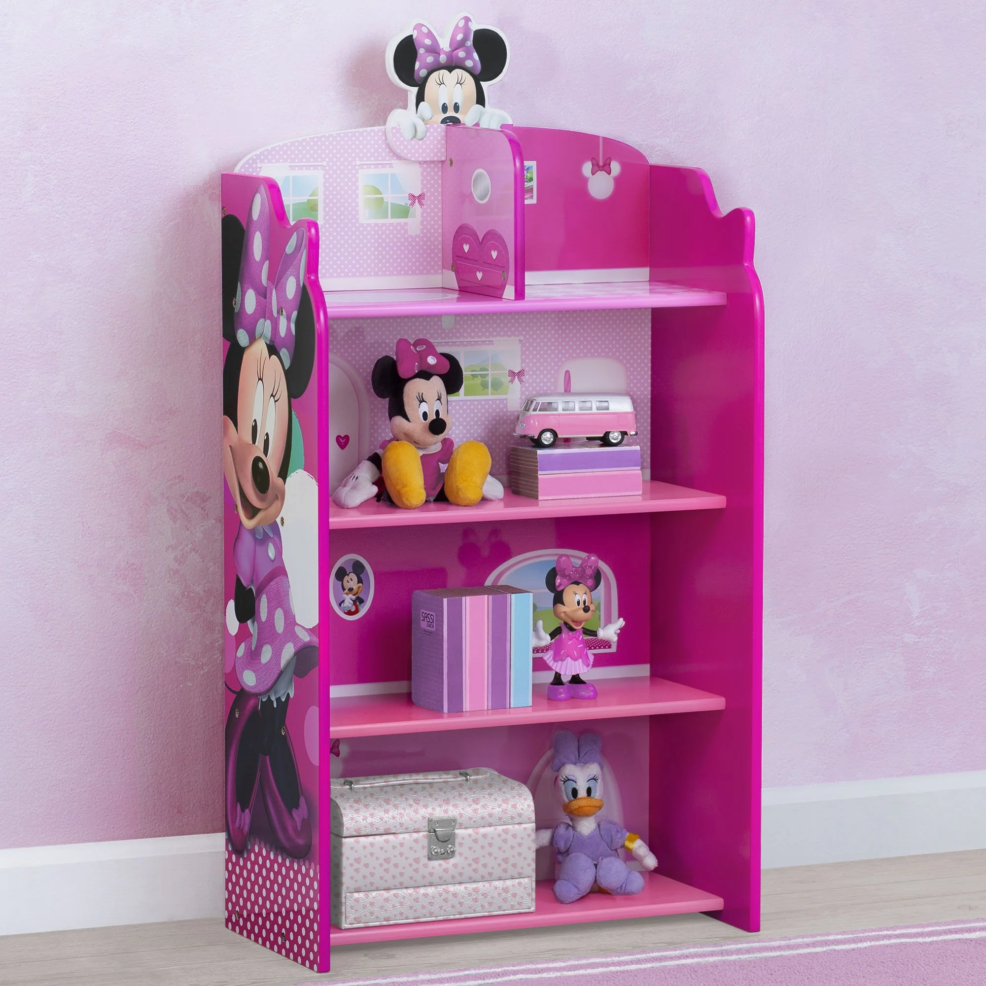 Minnie Mouse Wooden Playhouse 4-Shelf Bookcase - Image 5