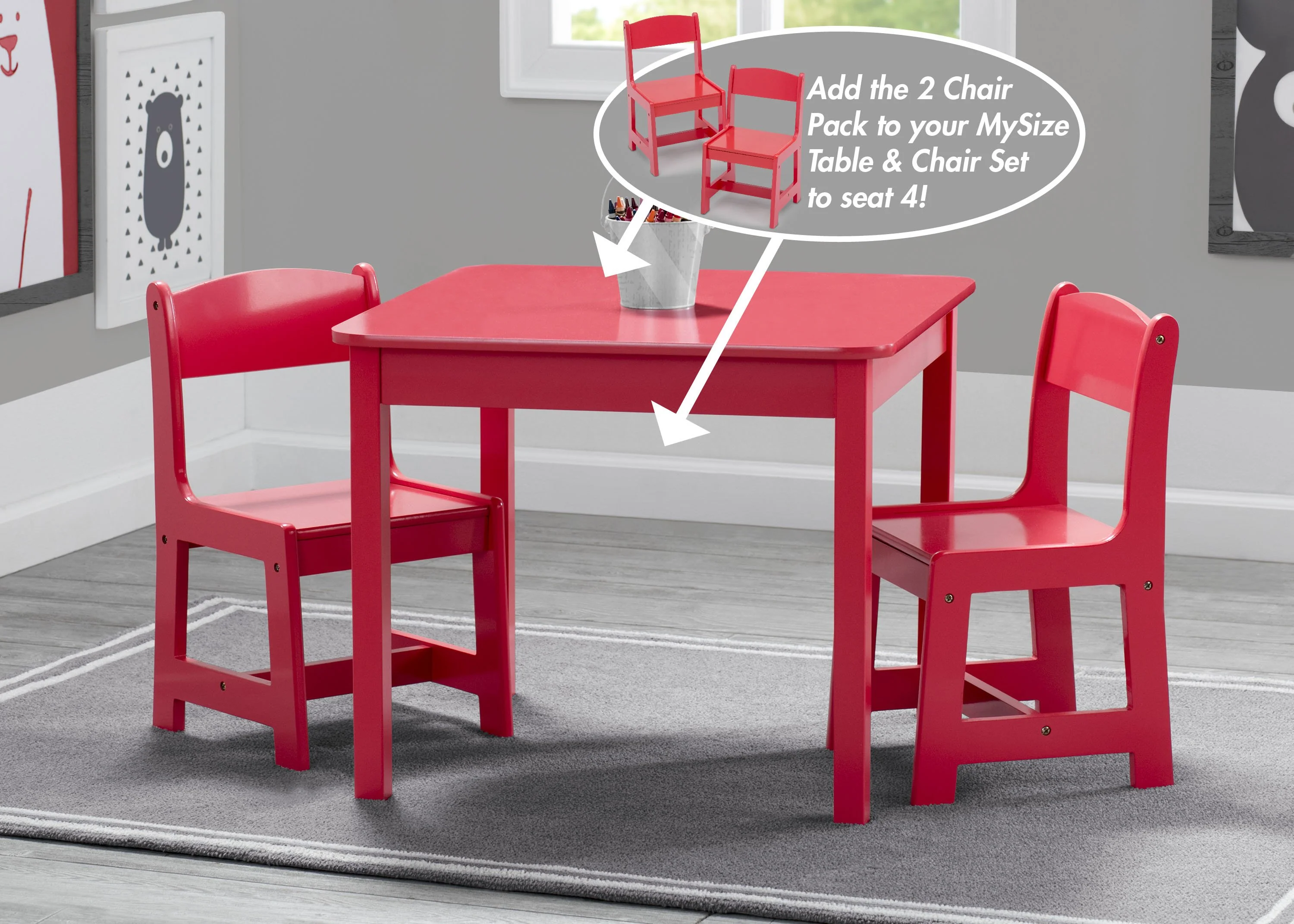 MySize Wood Kids Chairs for Playroom (Pack of 2) - Image 4
