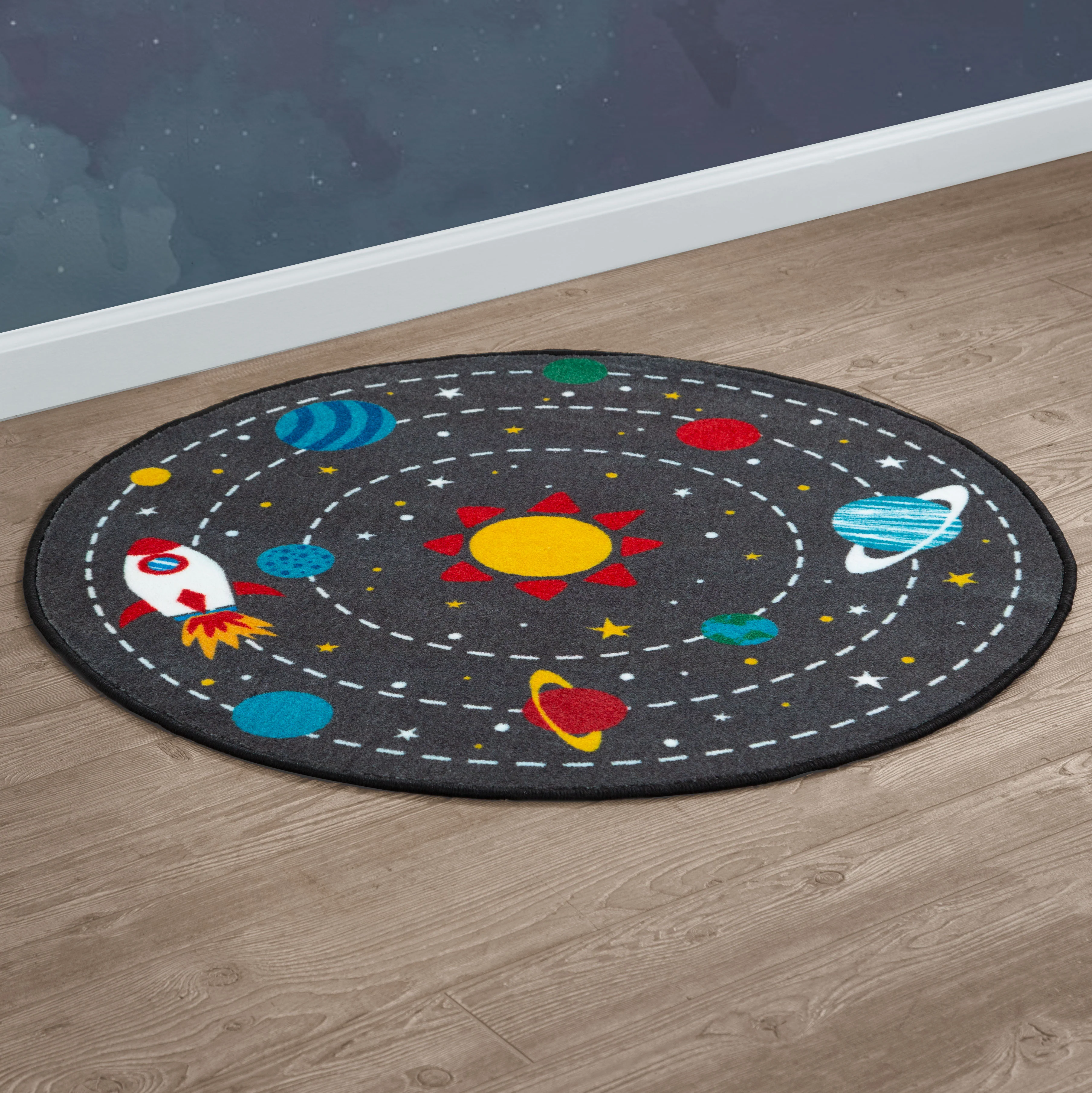 Outer Space Round Area Rug for Kids, 39-Inch - Image 5