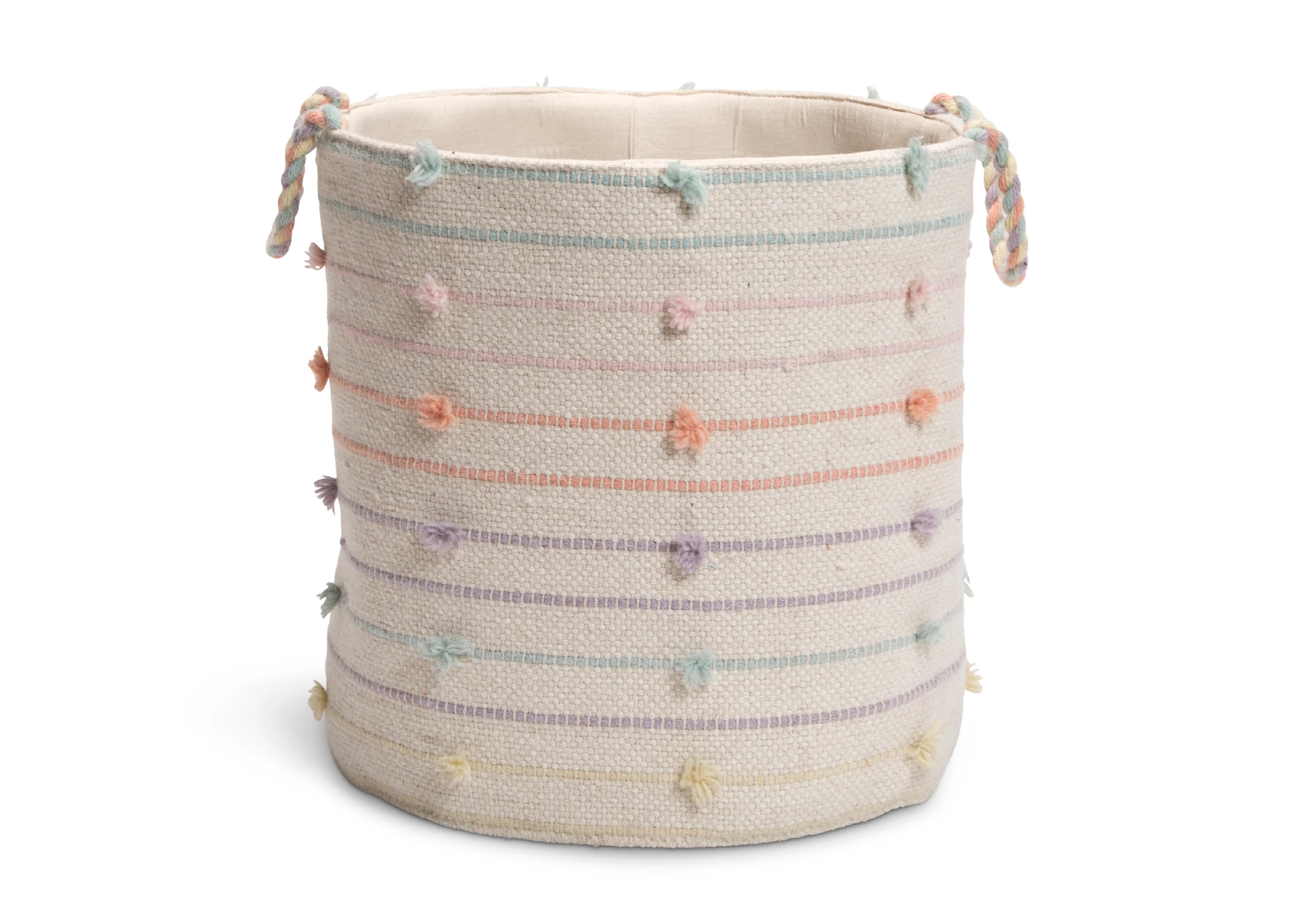 Pastel Pom-Pom Handwoven Basket - Image 2
