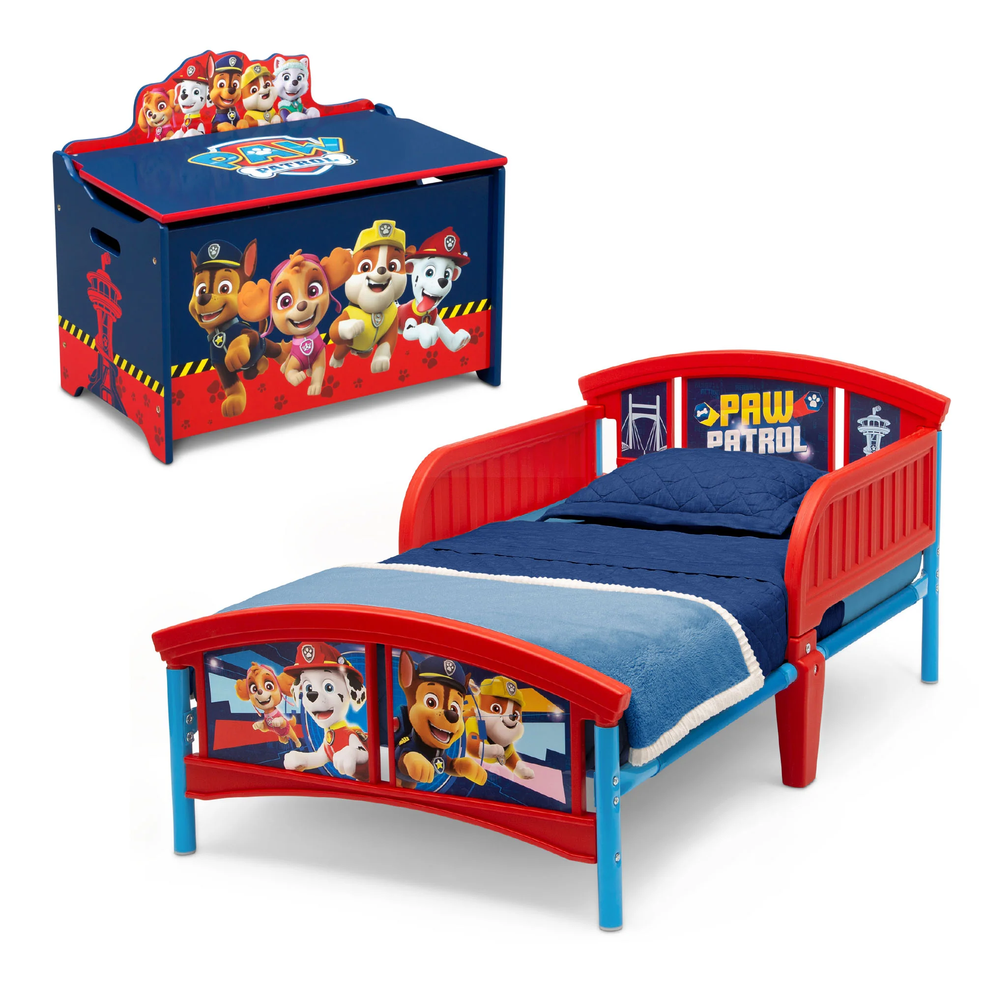 PAW Patrol 2-Piece Toddler Bedroom Set - Includes Toddler Bed and Deluxe Toy Box